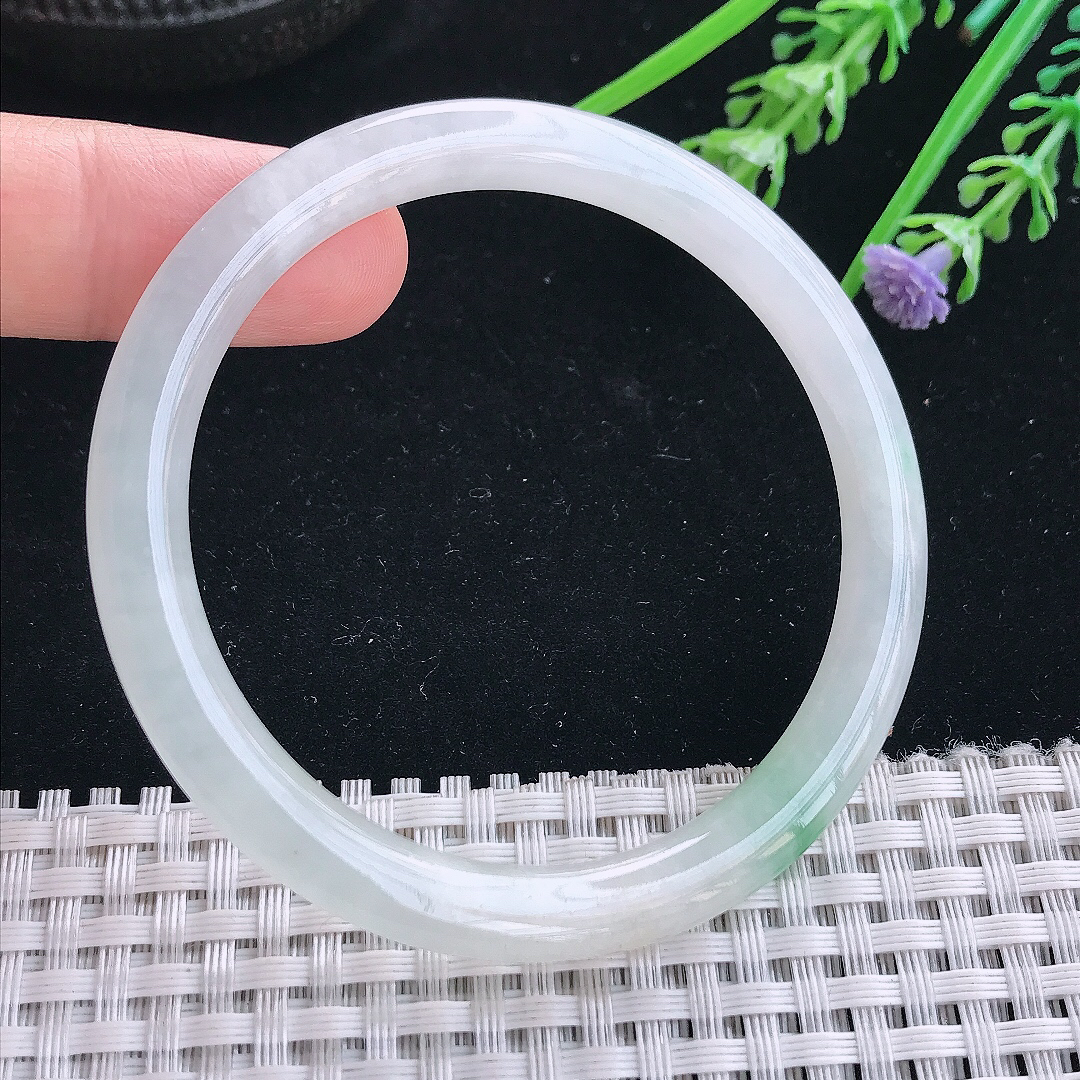 实拍天然翡翠54/6.4/7.2老坑秀气冰润飘绿叮当手镯翡翠玉镯手环