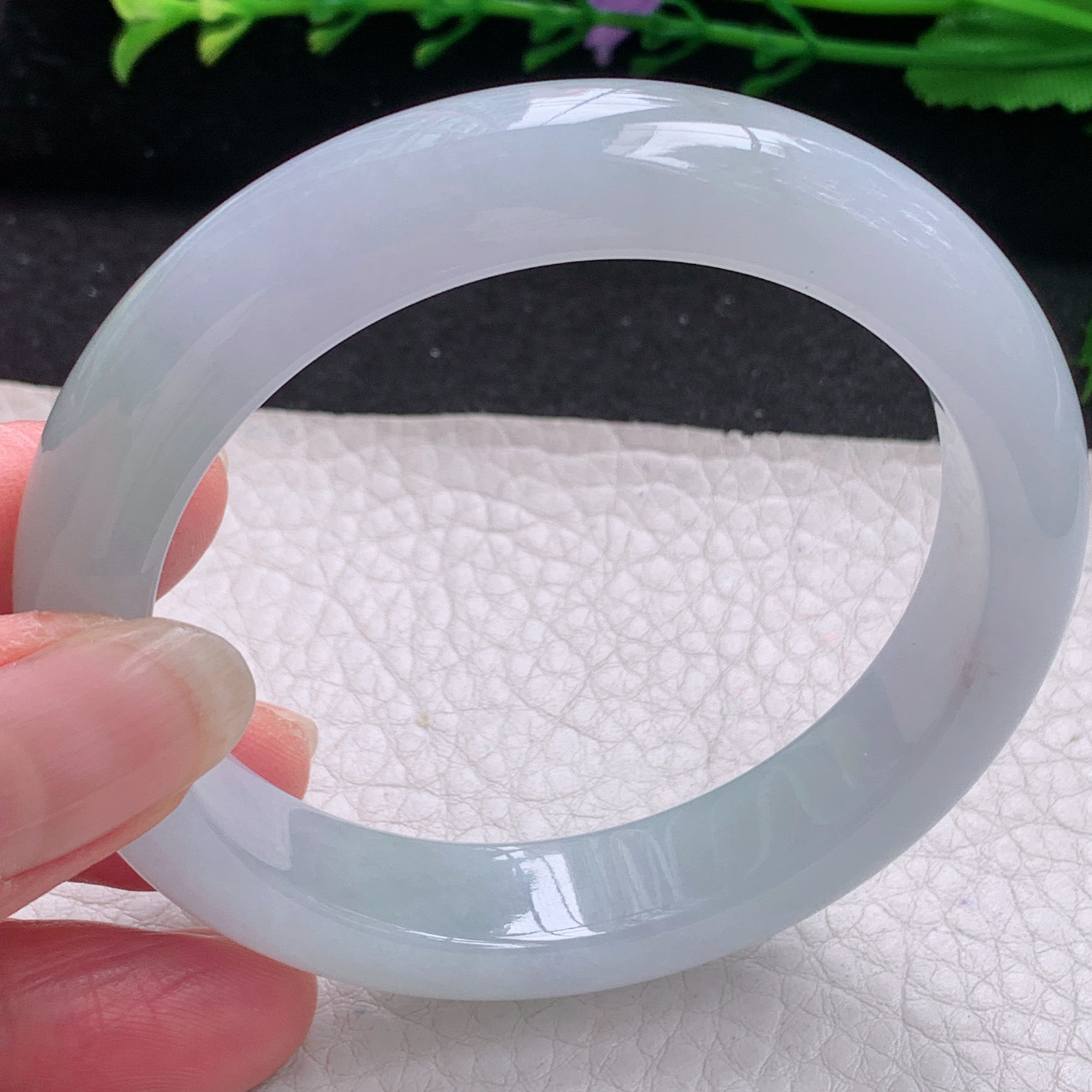 xo清新款55.5*12*8.5平安镯 缅甸翡翠A货玉手镯精美清新宽边玉手镯