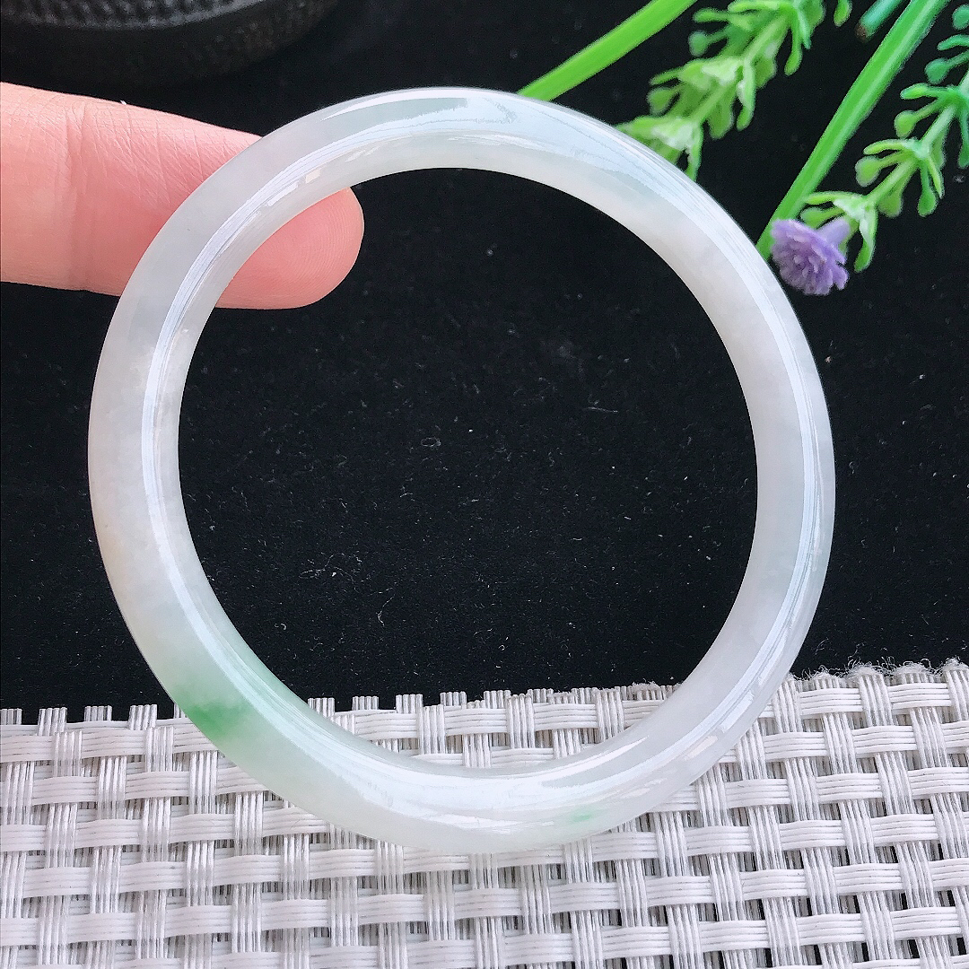 实拍天然翡翠54/6.4/7.2老坑秀气冰润飘绿叮当手镯翡翠玉镯手环