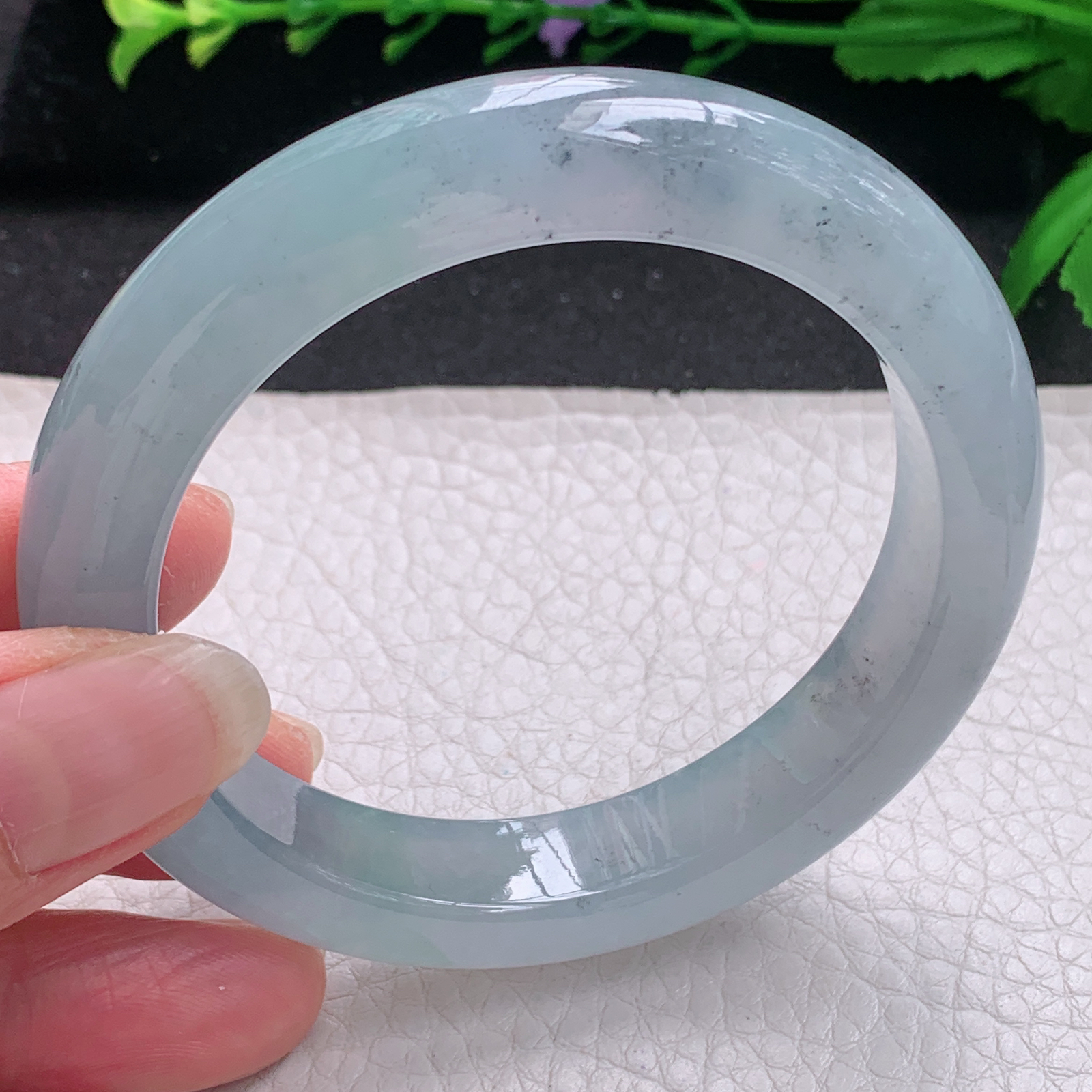 xo冰爽款55.5*11.8*9平安镯 缅甸翡翠A货玉手镯精美冰飘乌鸡花宽边玉手镯