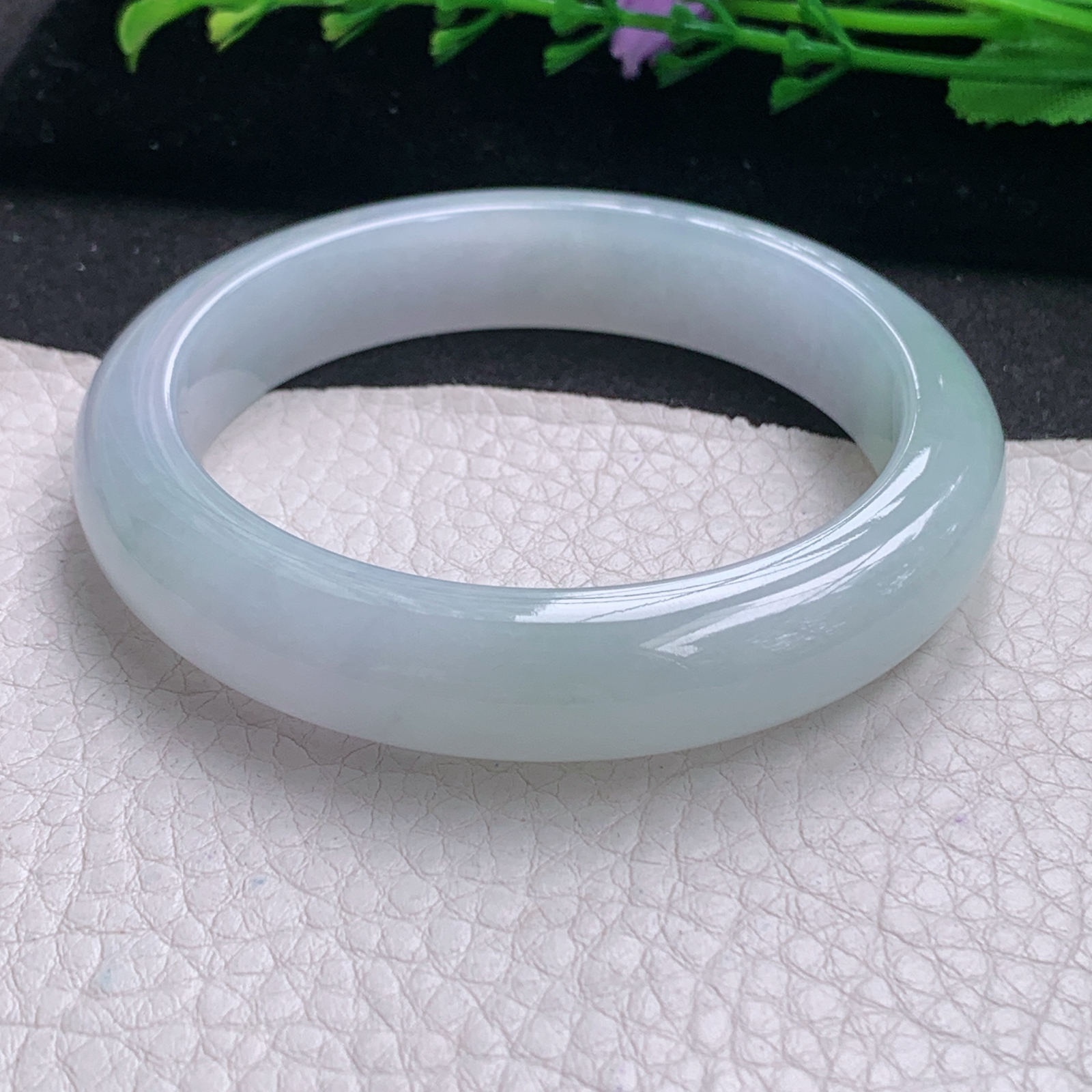 xo清新款55.5*12*8.5平安镯 缅甸翡翠A货玉手镯精美清新宽边玉手镯