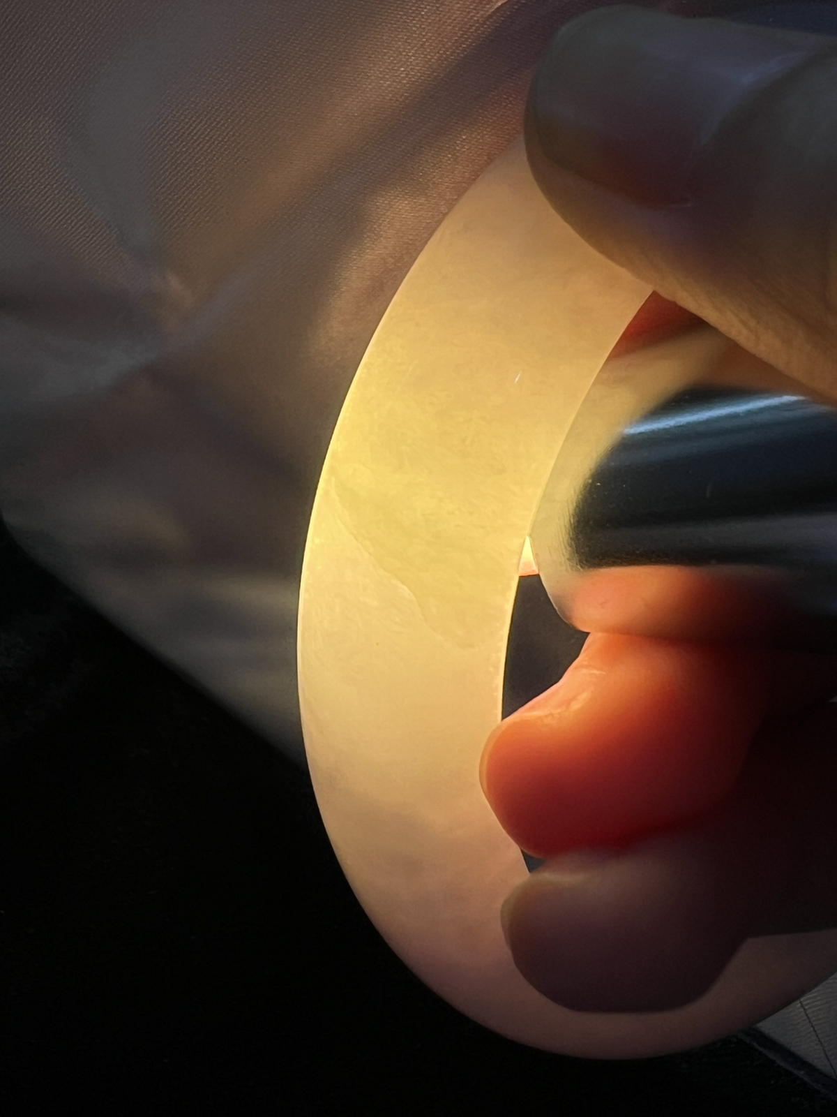 正圈61圈口，翡翠糯化种春带彩手镯