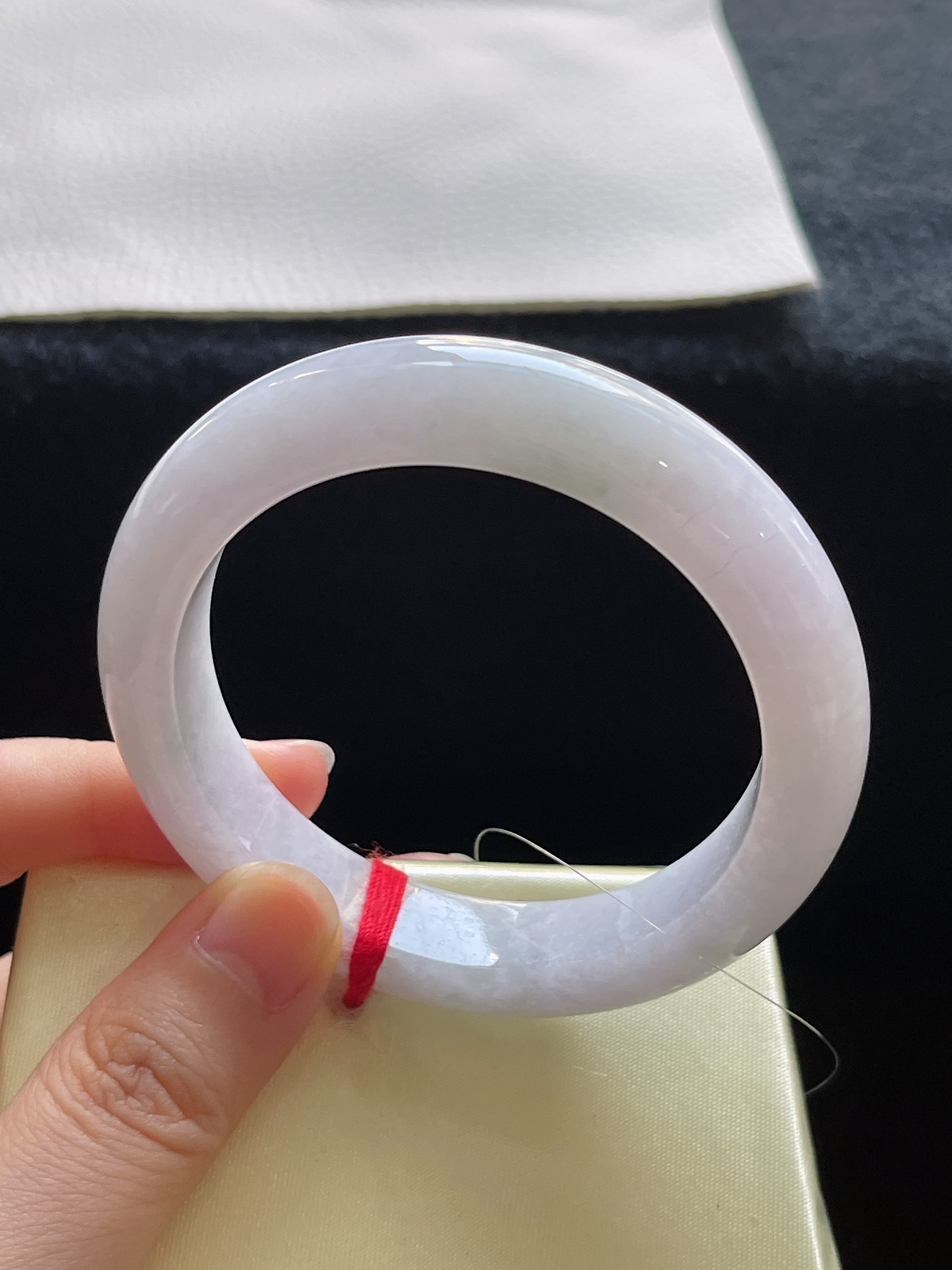 正圈52.8圈口，翡翠糯化种浅紫色手镯