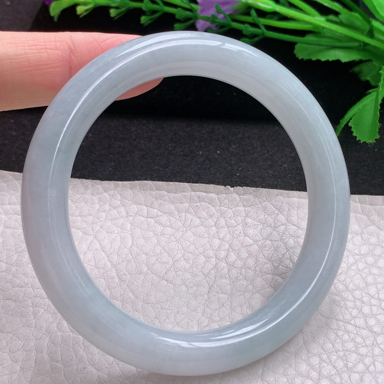 js纯美款58*10.5*10美人镯 缅甸翡翠A货玉手镯精美冰纯圆条玉手环