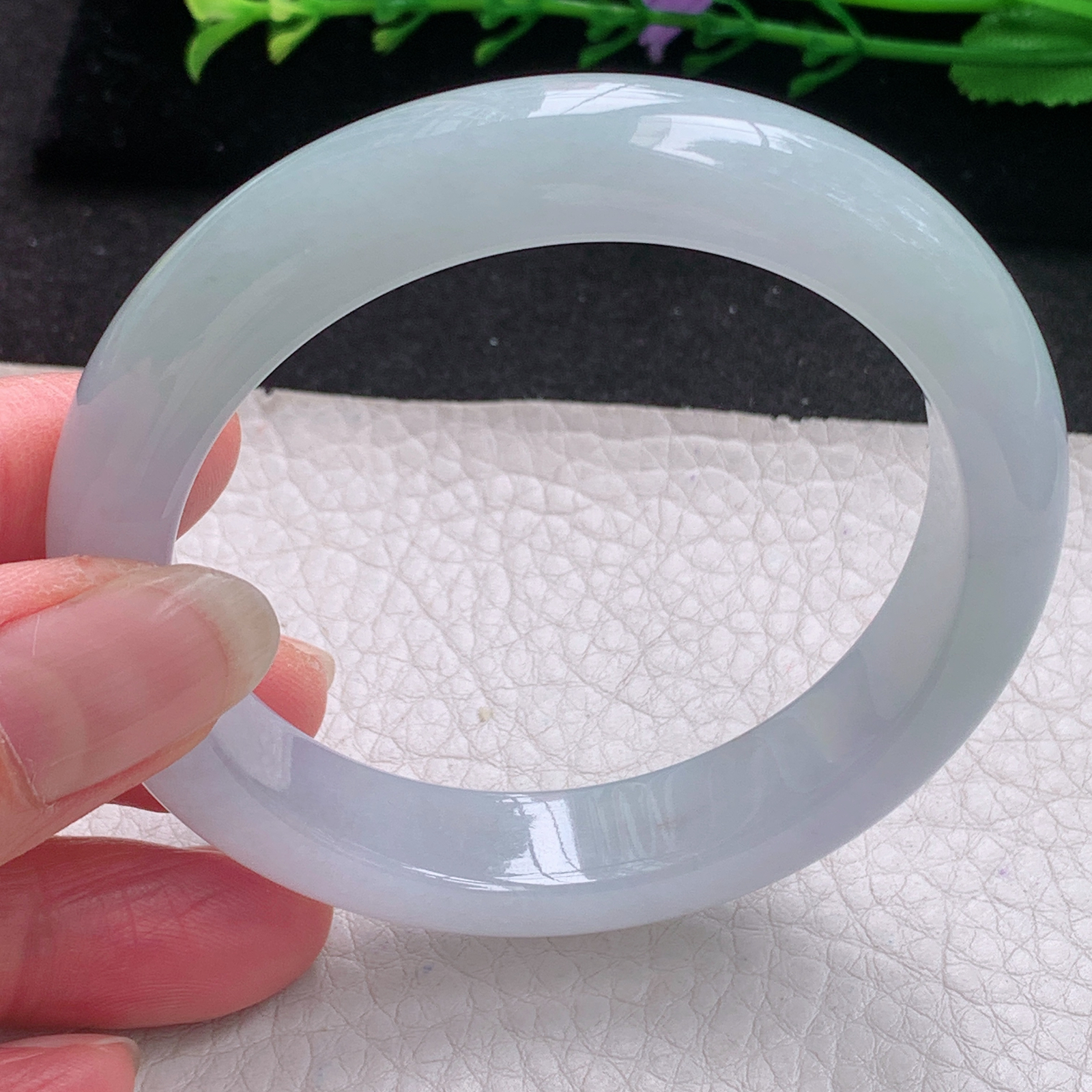 xo清新款55.5*12*8.5平安镯 缅甸翡翠A货玉手镯精美清新宽边玉手镯