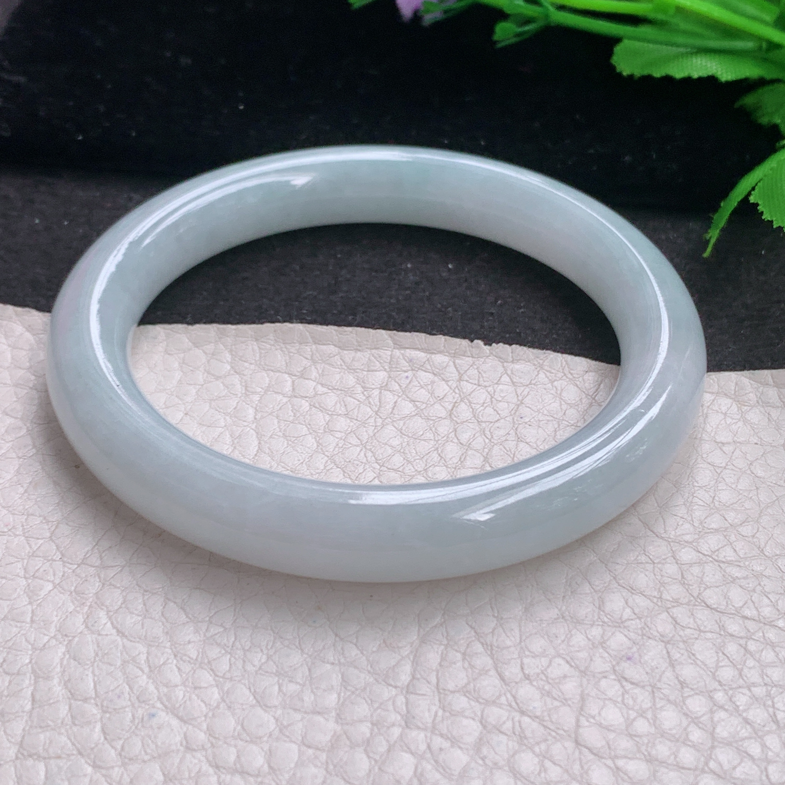 js纯美款58*10.5*10美人镯 缅甸翡翠A货玉手镯精美冰纯圆条玉手环