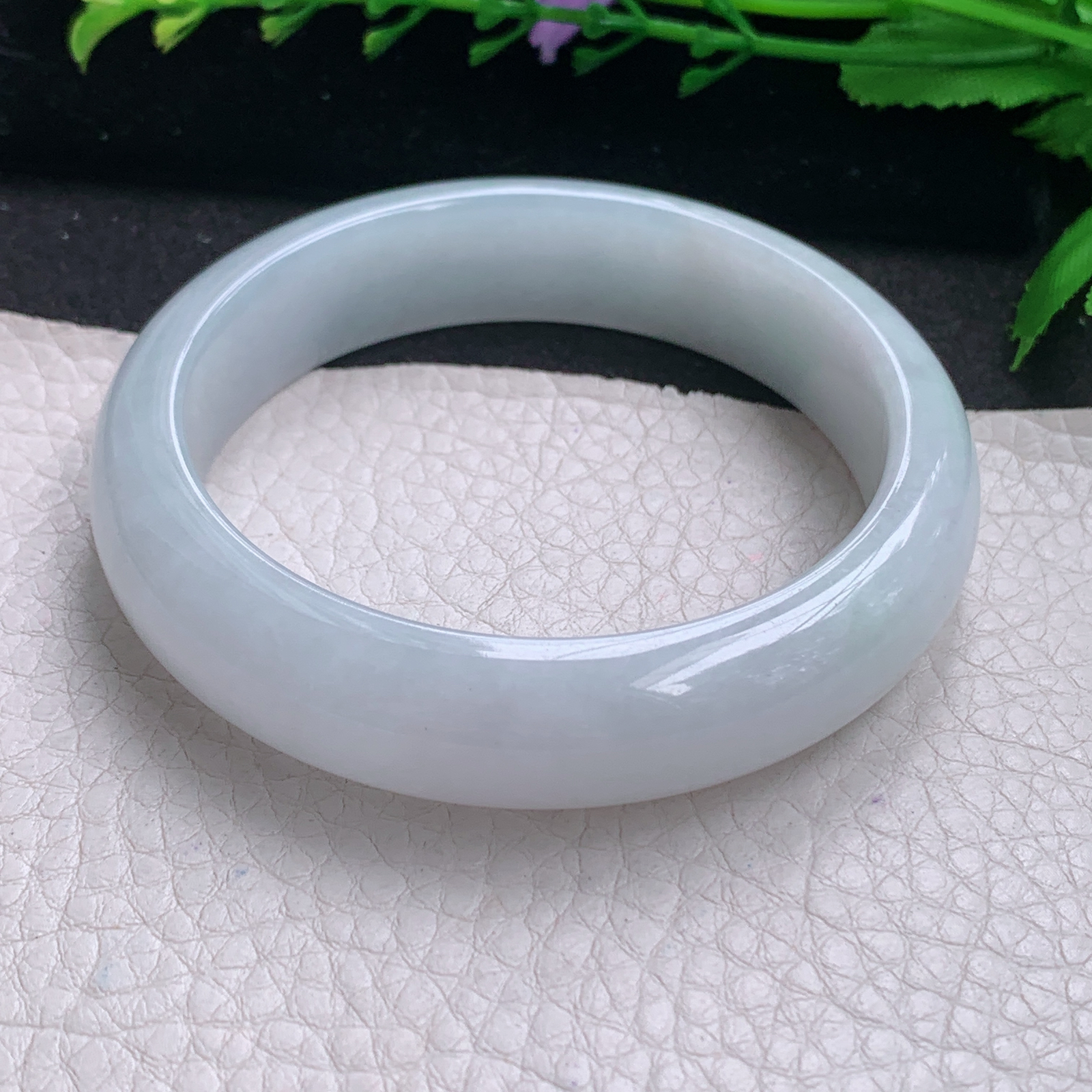 nr白月光款57*14.3*8.2平安镯 缅甸翡翠A货玉手镯精美纯美宽边玉手镯