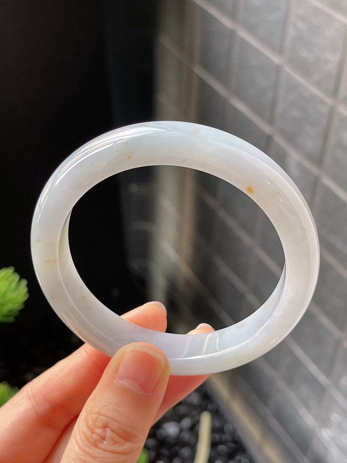 正圈55.2圈口，翡翠糯化种白色手镯