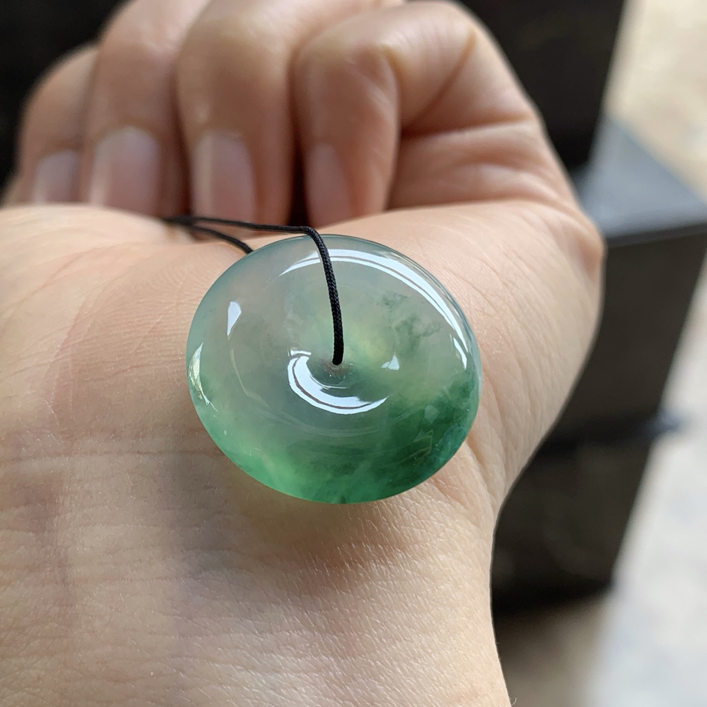 冰种绿花平安扣^_^ 尺寸21.9-5.1mm