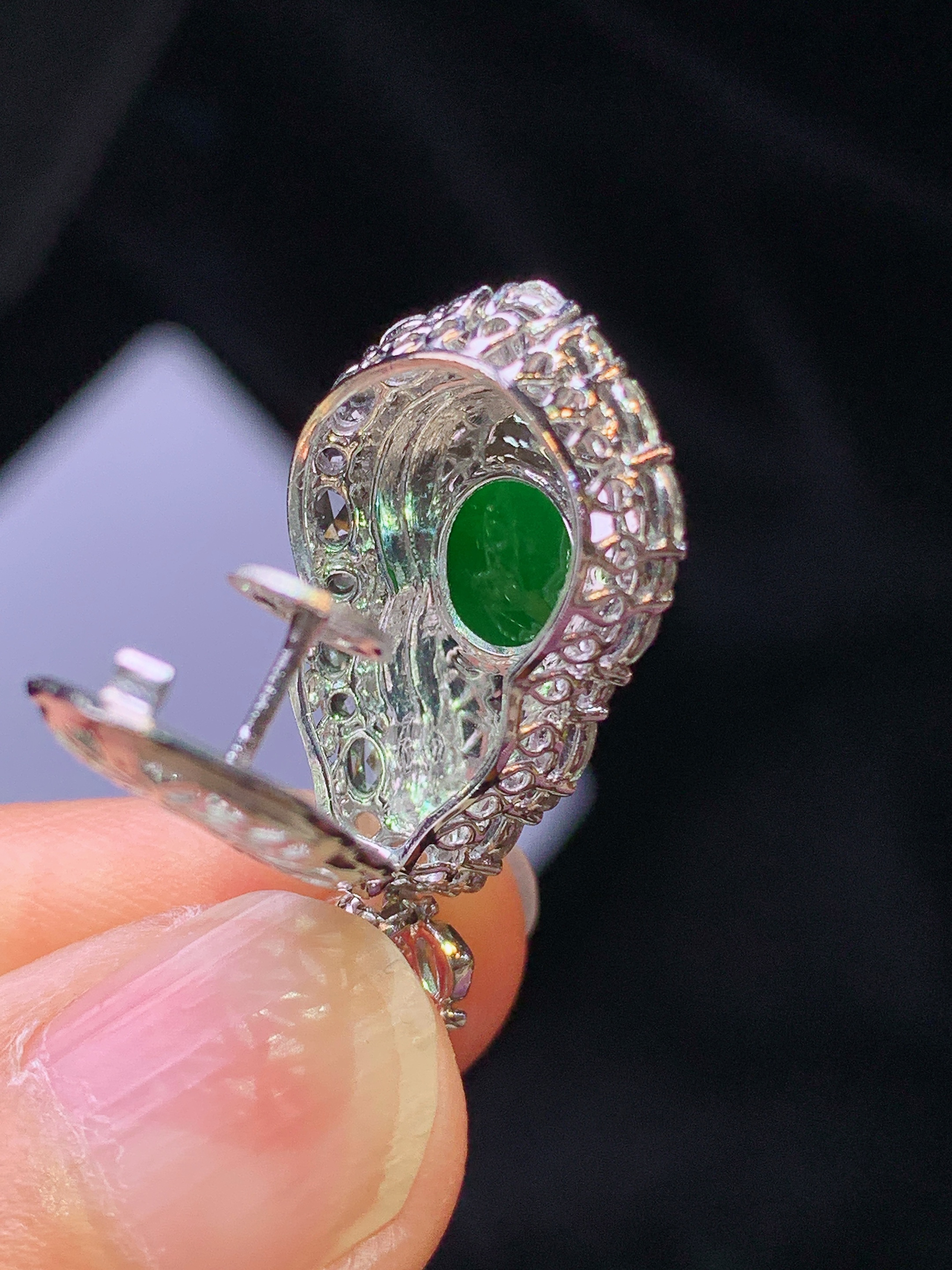 18k金钻镶嵌满绿葫芦吊坠 玉质细腻 色泽艳丽清新 水润亮眼 整体尺寸28.9*14.8*11.2y4