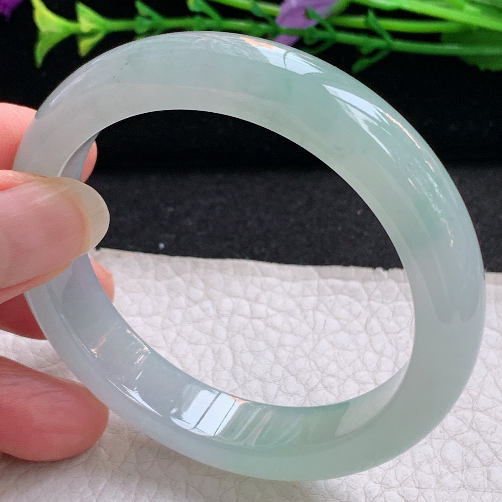 ax小圈口52.5*14.8*7.8平安镯 天然缅甸翡翠A货手镯冰起光正圈玉手环