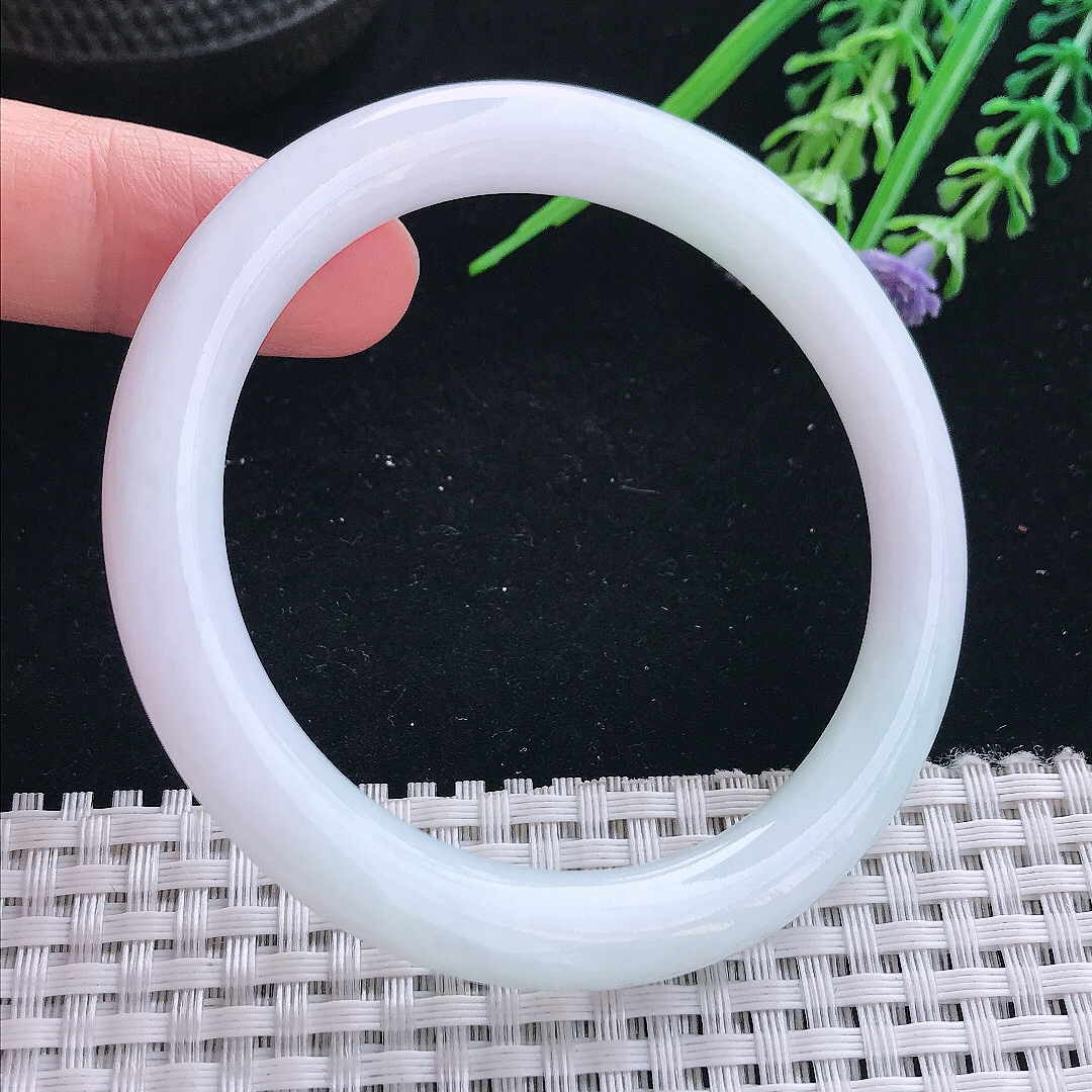 实拍天然翡翠55.5/8/8.7老坑秀气冰润圆条手镯翡翠玉镯手环