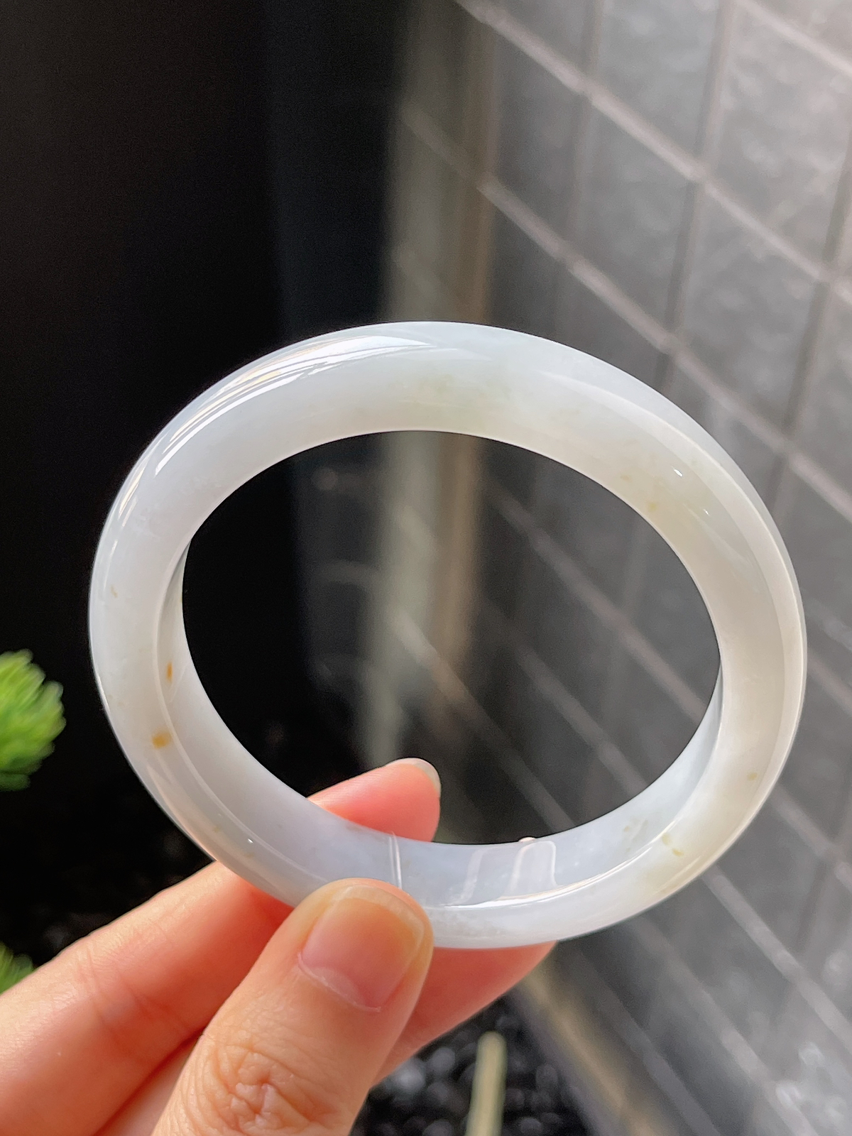 正圈55.2圈口，翡翠糯化种白色手镯