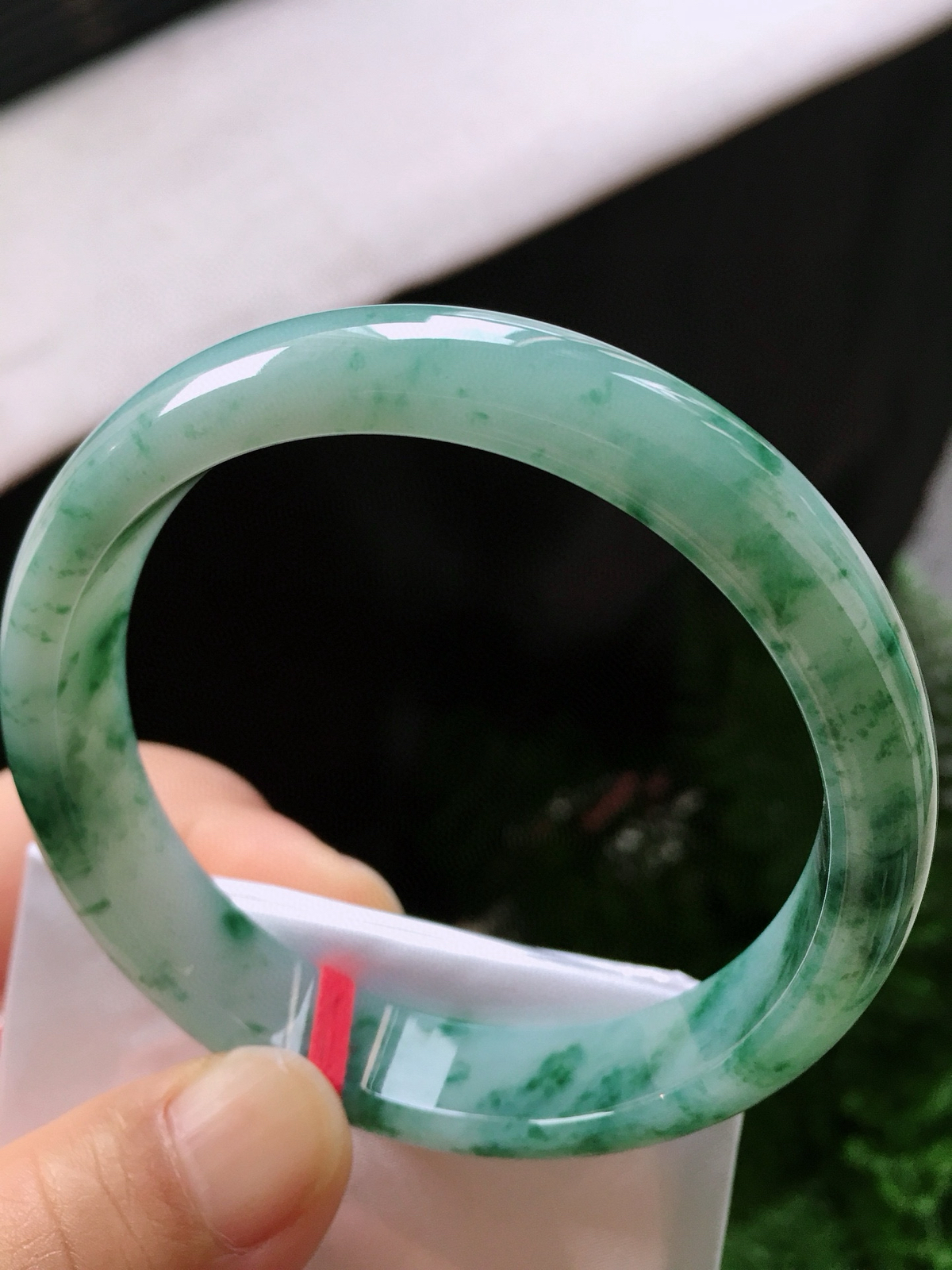 圈口60，正圈手镯，大圈口，飘花，玉质冰润，完美，尺寸60-12.5-7.1mm