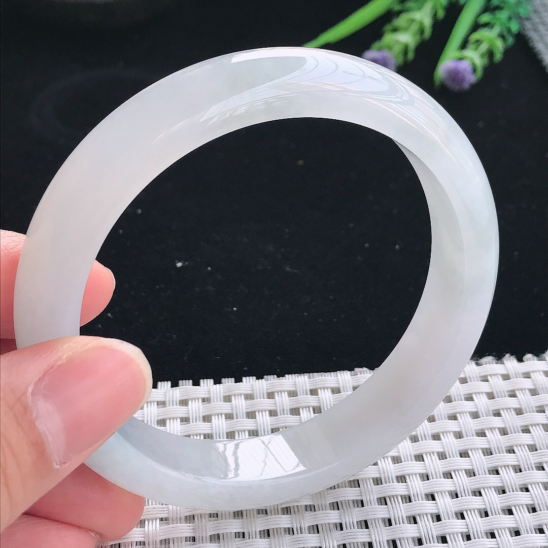 实拍天然翡翠61/13/8.3老坑冰胶水灵冰纯宽边手镯翡翠玉镯手环