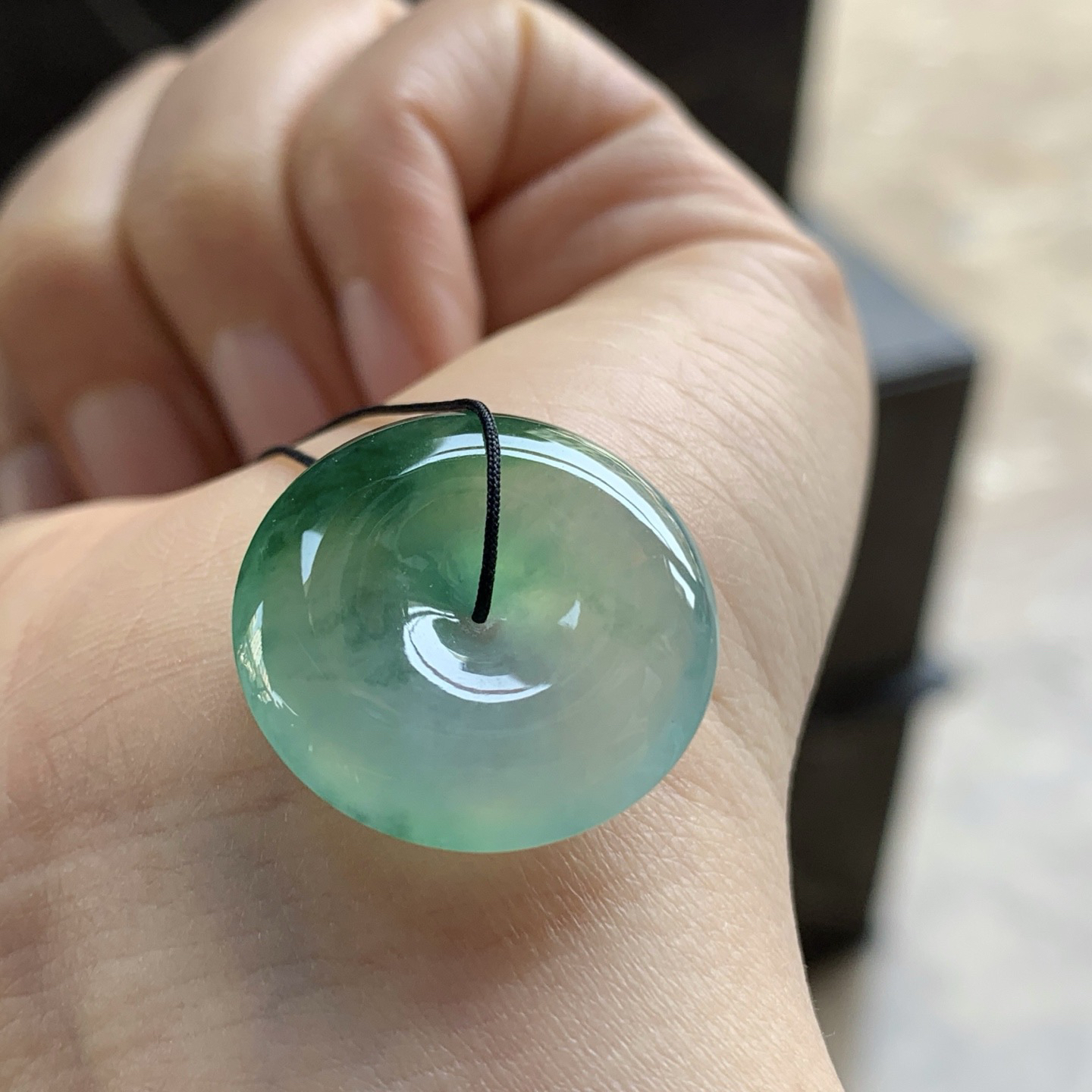 冰种绿花平安扣^_^ 尺寸21.9-5.1mm