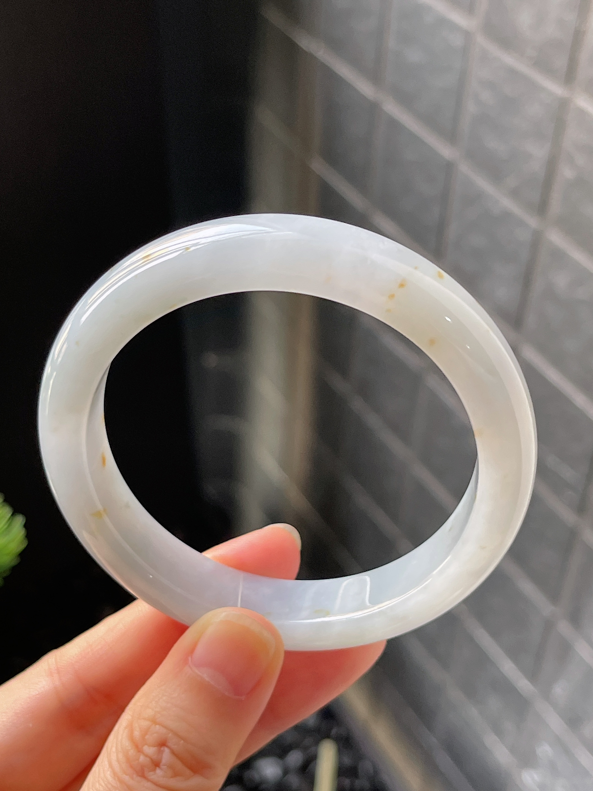 正圈55.2圈口，翡翠糯化种白色手镯