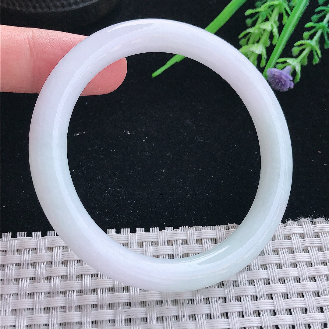 实拍天然翡翠55.5/8/8.7老坑秀气冰润圆条手镯翡翠玉镯手环