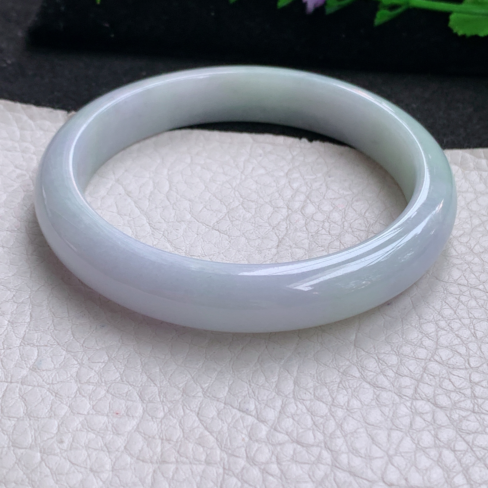 nr大圈口60*11.5*7.8平安镯 天然缅甸翡翠A货手镯水润淡紫宽边正圈玉手环