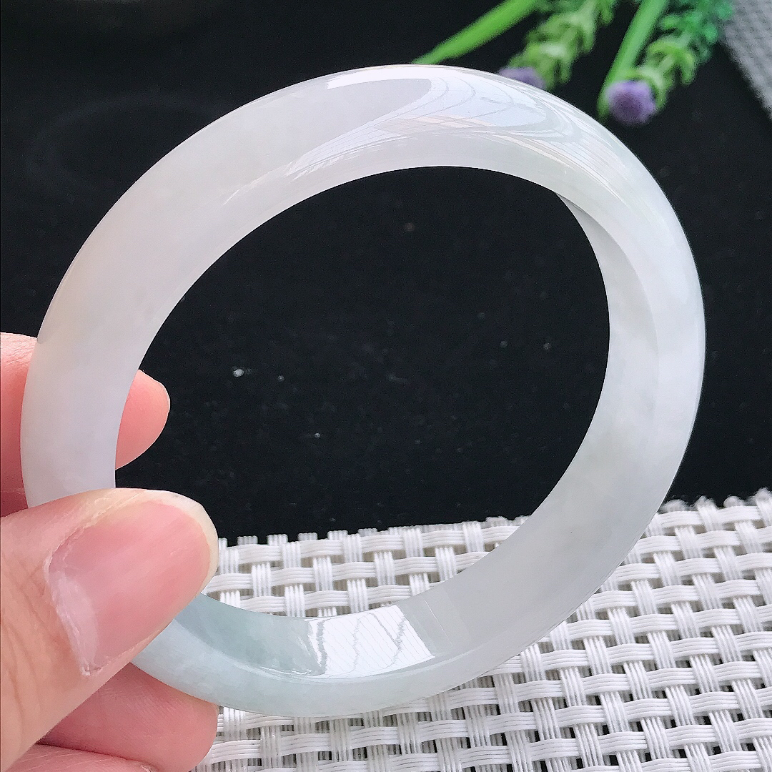 实拍天然翡翠61/13/8.3老坑冰胶水灵冰纯宽边手镯翡翠玉镯手环