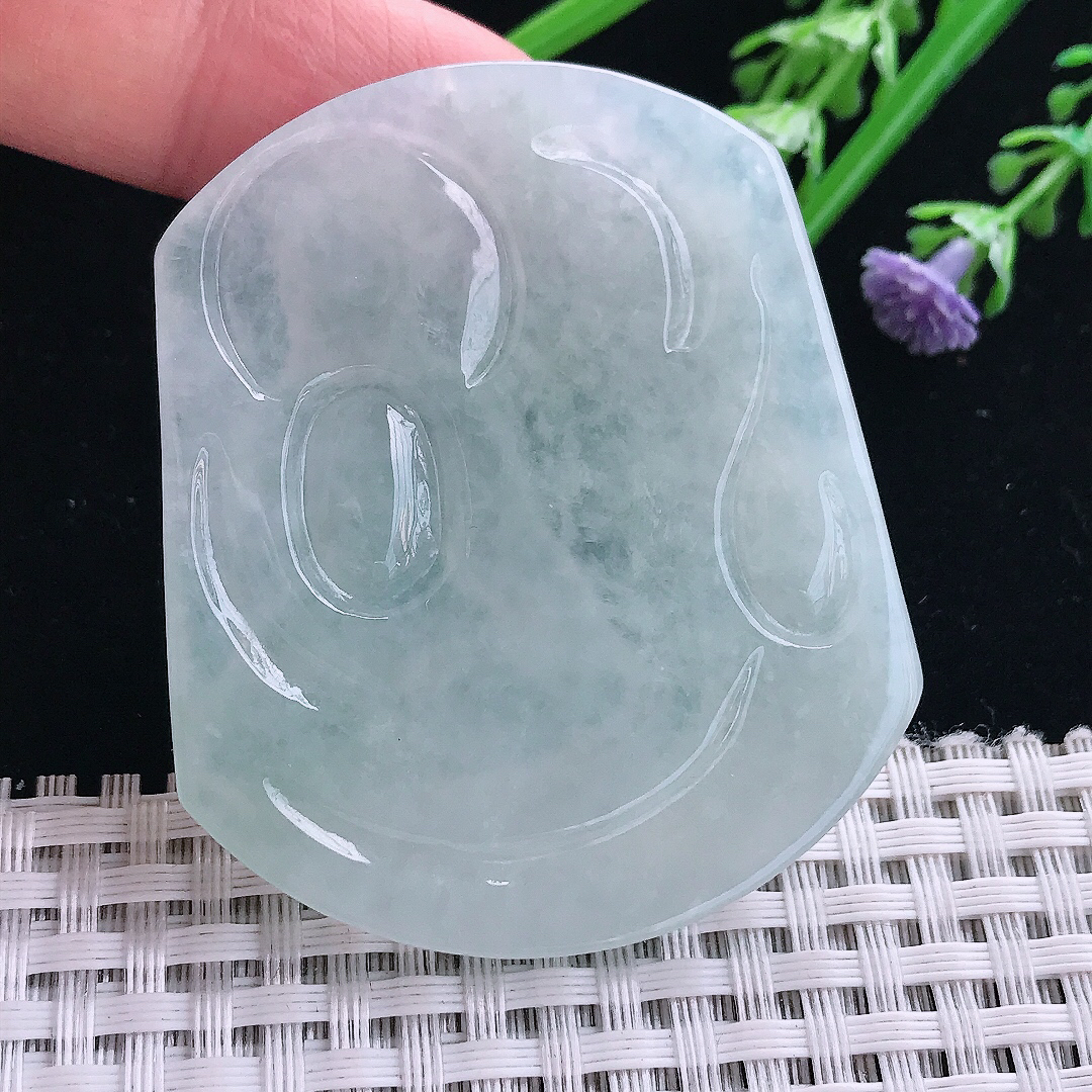 实拍A货翡翠54.9/46.5/6.3老坑冰胶果冻阿弥陀佛吊坠翡翠挂件