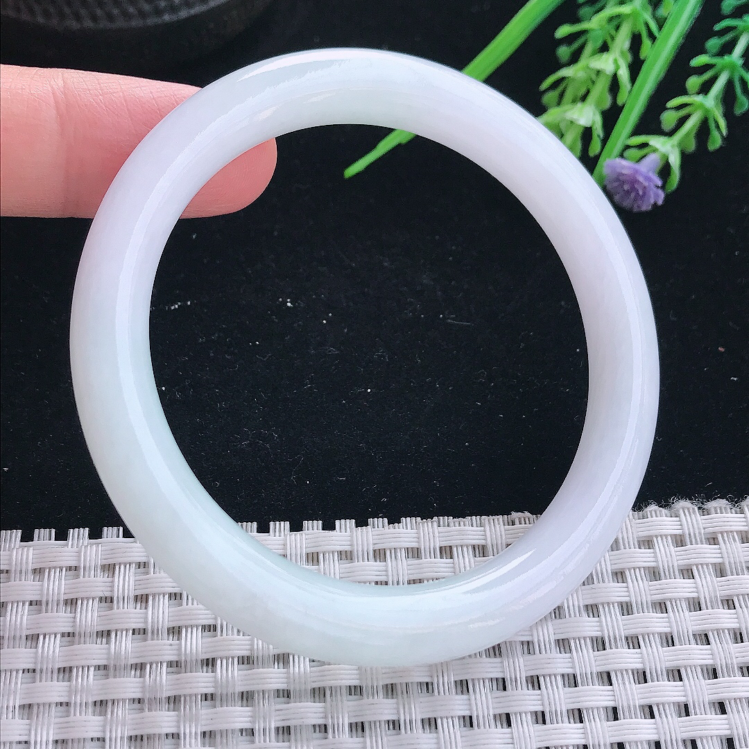 实拍天然翡翠55.5/8/8.7老坑秀气冰润圆条手镯翡翠玉镯手环