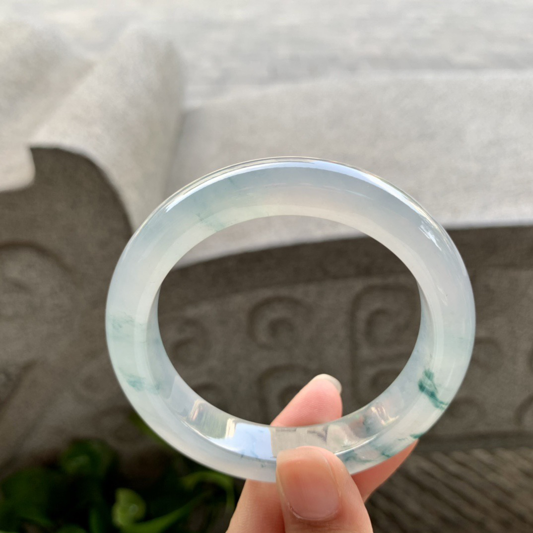 圈口54.4-12-9.3 【高冰玻飘花正圈手镯】正圈54 55可戴