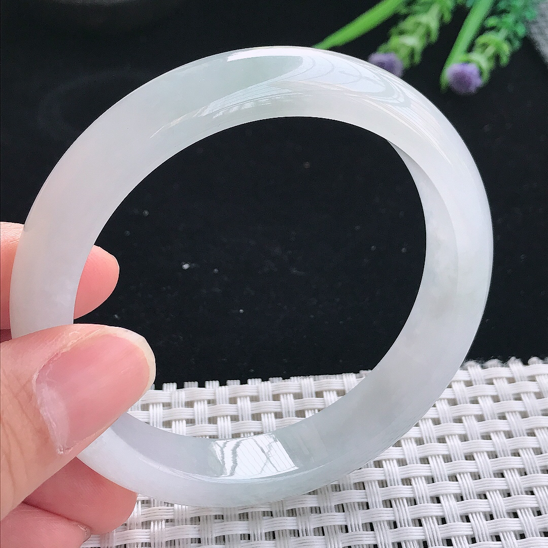 实拍天然翡翠61/13/8.3老坑冰胶水灵冰纯宽边手镯翡翠玉镯手环