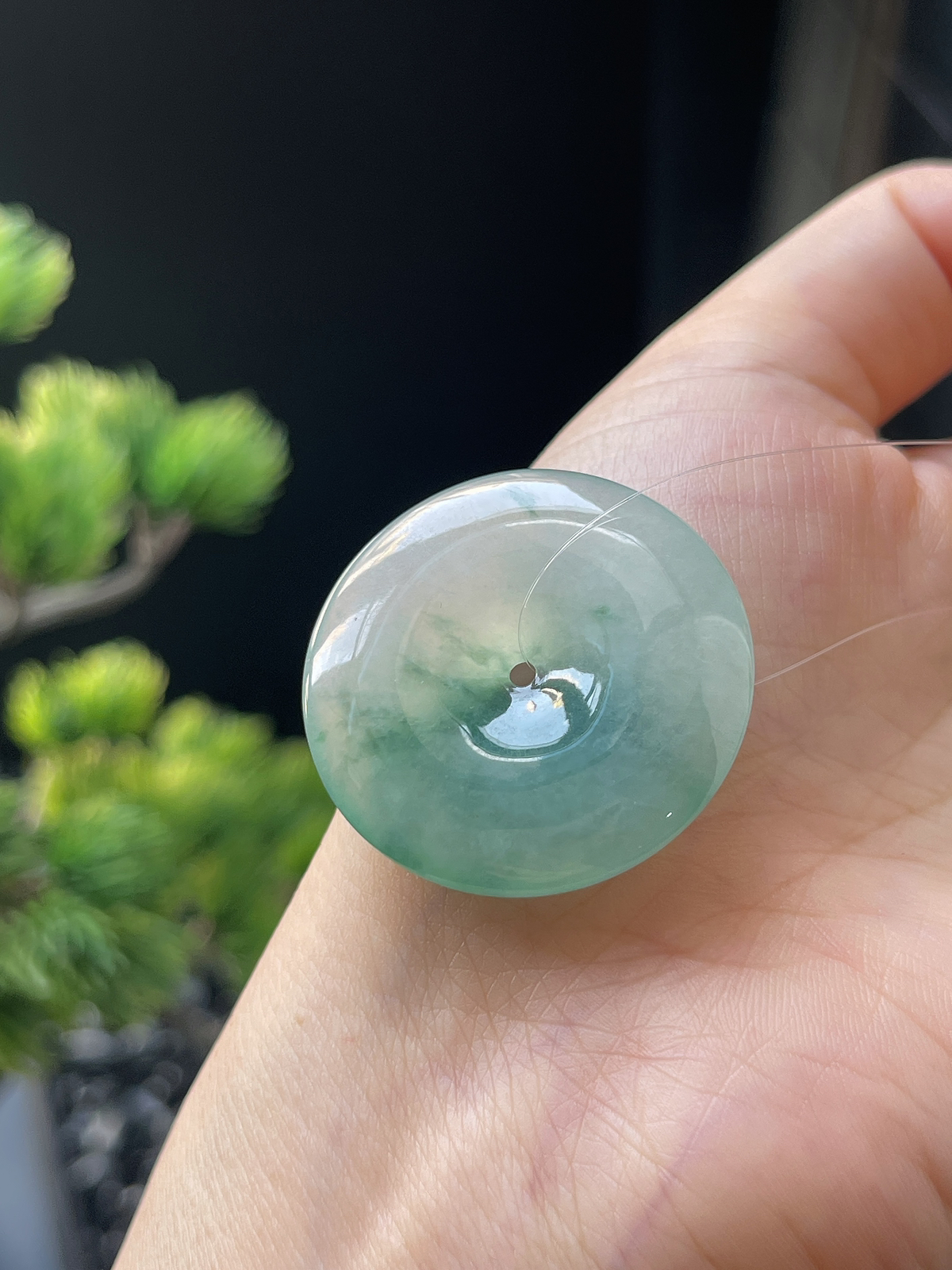 翡翠冰糯种淡绿色平安扣