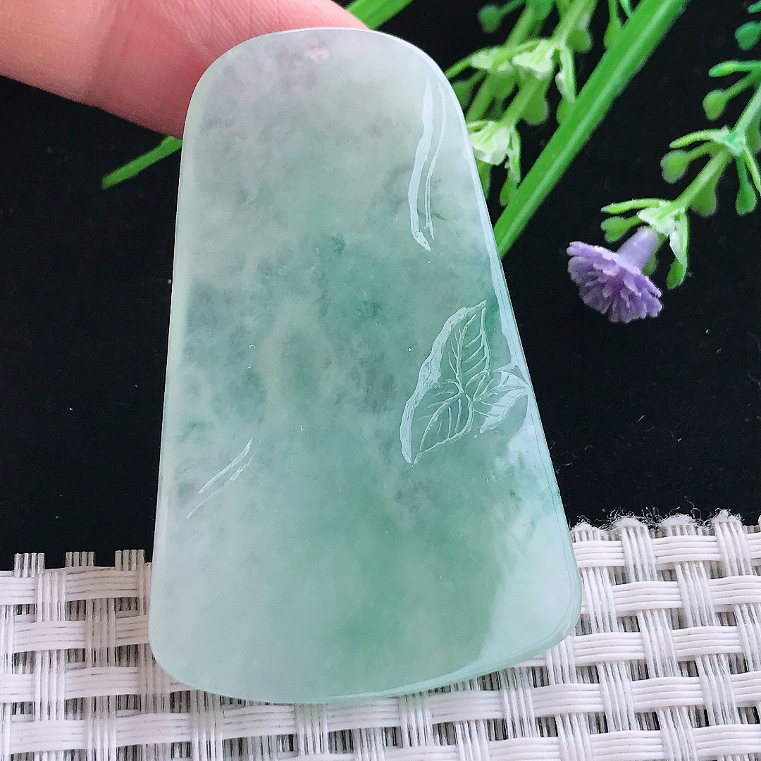 实拍A货翡翠54.8/35/5.3老坑冰胶果冻冰晴阿弥陀佛吊坠翡翠挂件