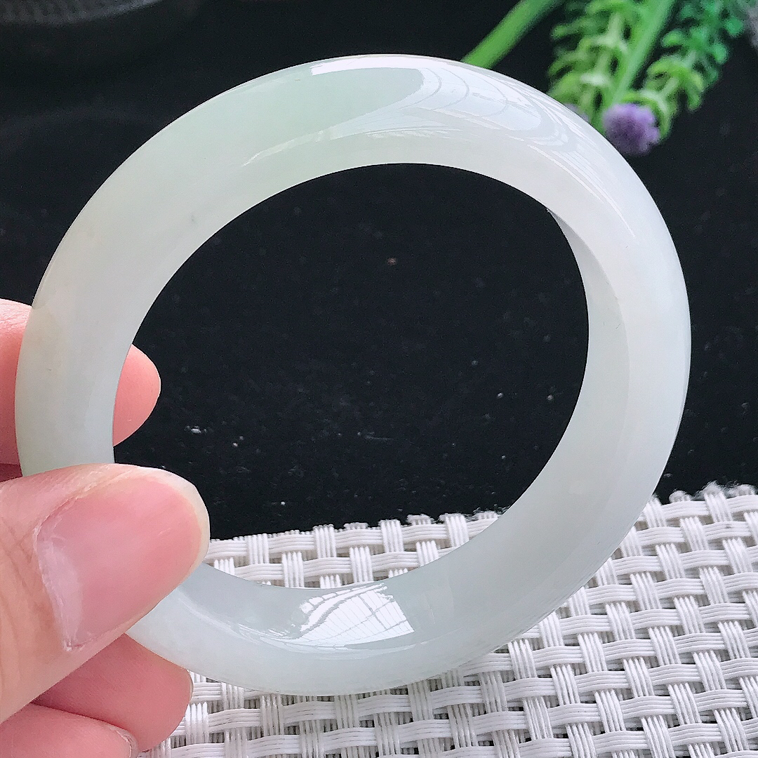 实拍天然翡翠53.5/13.1/9老坑冰胶果冻冰晴手镯翡翠玉镯手环