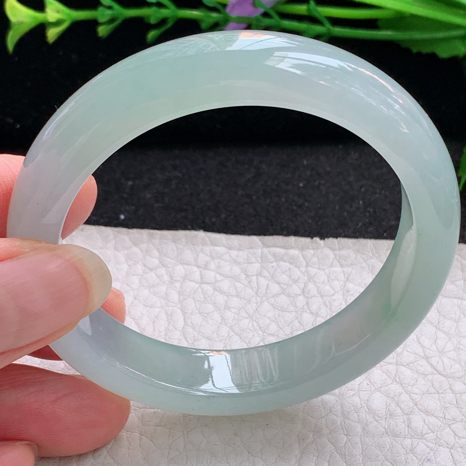 ax小圈口52.5*14.8*7.8平安镯 天然缅甸翡翠A货手镯冰起光正圈玉手环