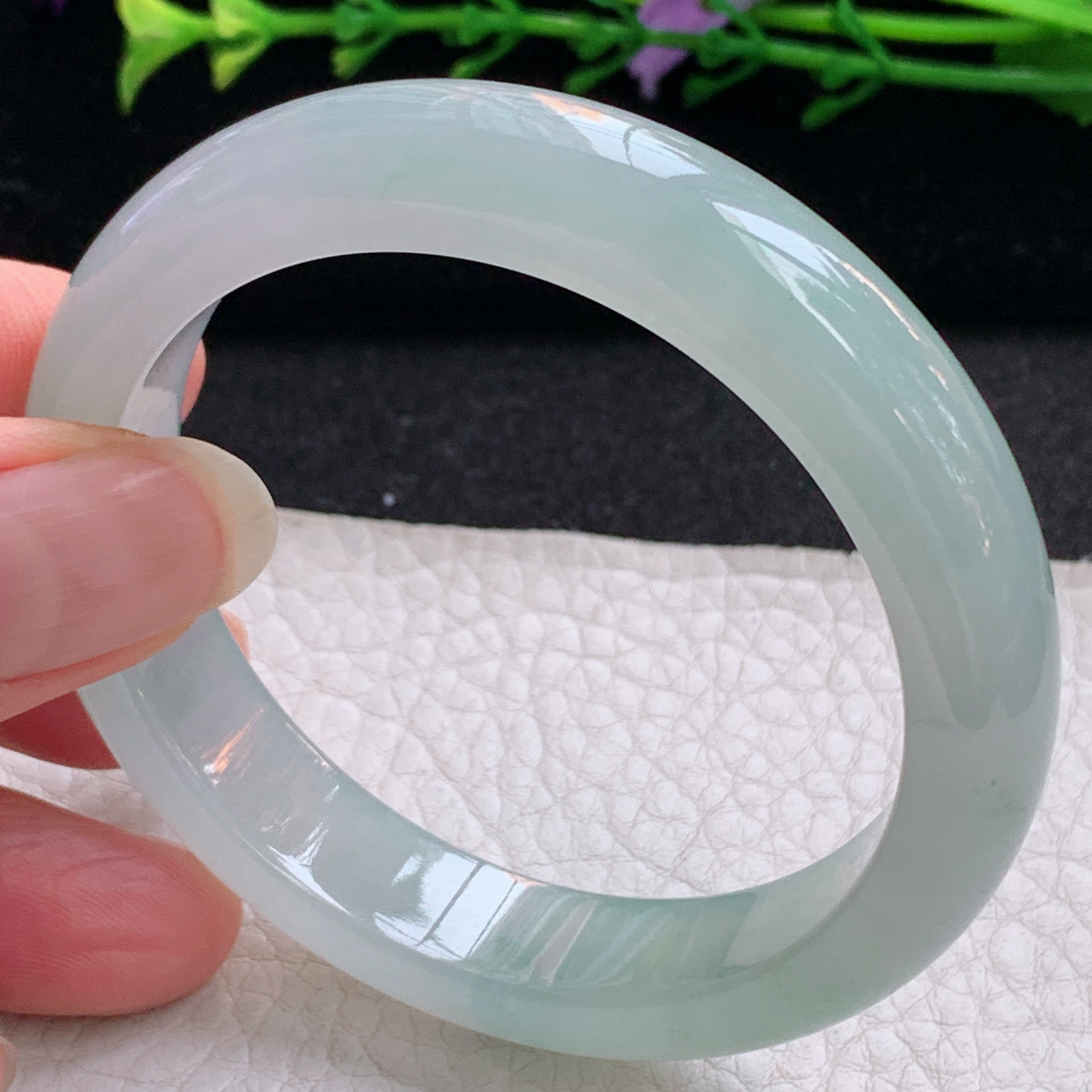 ax小圈口52.5*14.8*7.8平安镯 天然缅甸翡翠A货手镯冰起光正圈玉手环