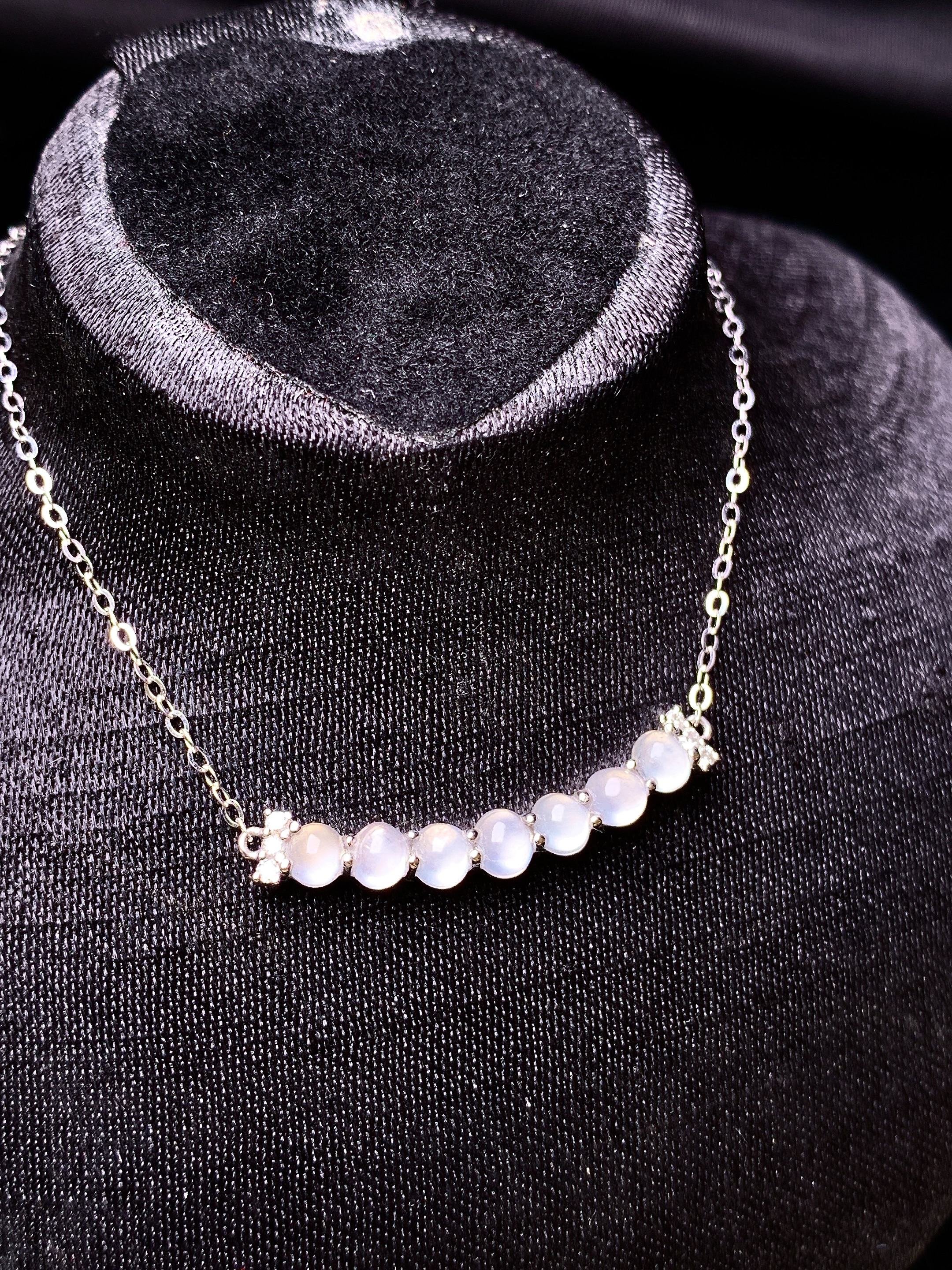 18k金钻镶嵌冰种蛋面组合项链 玉质细腻 色泽艳丽清新 水润亮眼 整体尺寸26.5*3.2*3.2yz