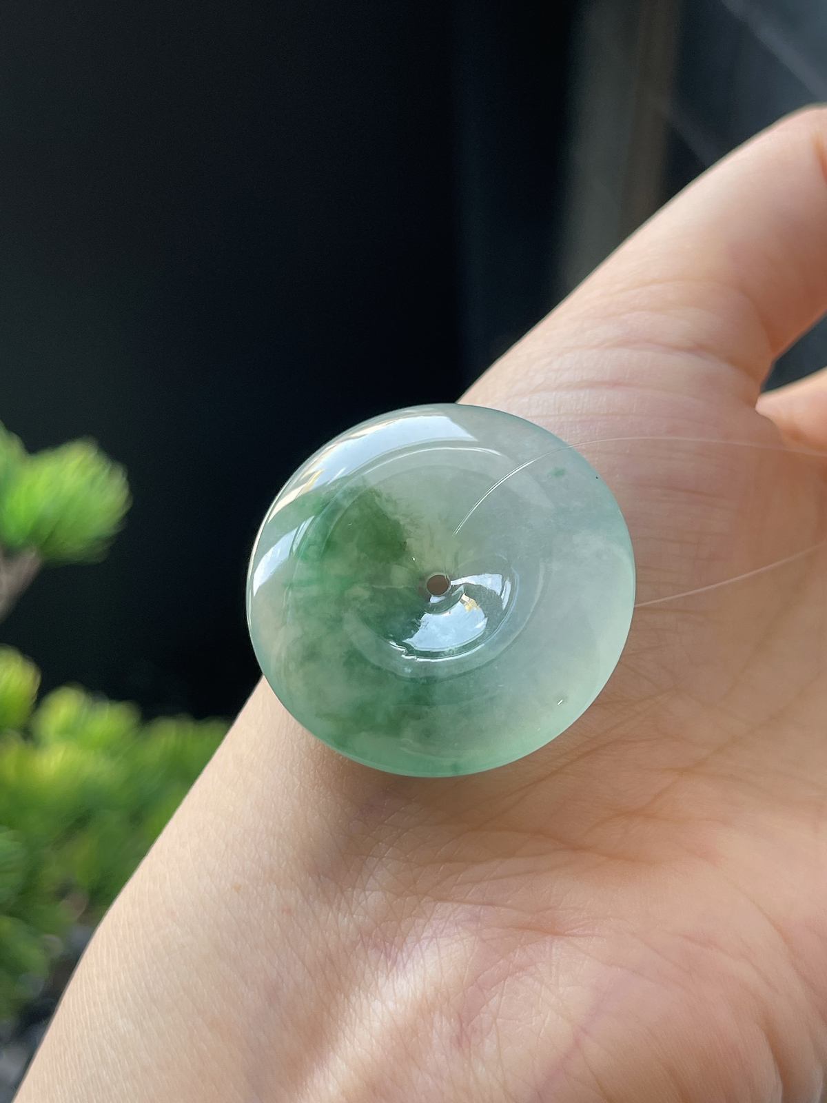 翡翠冰糯种淡绿色平安扣