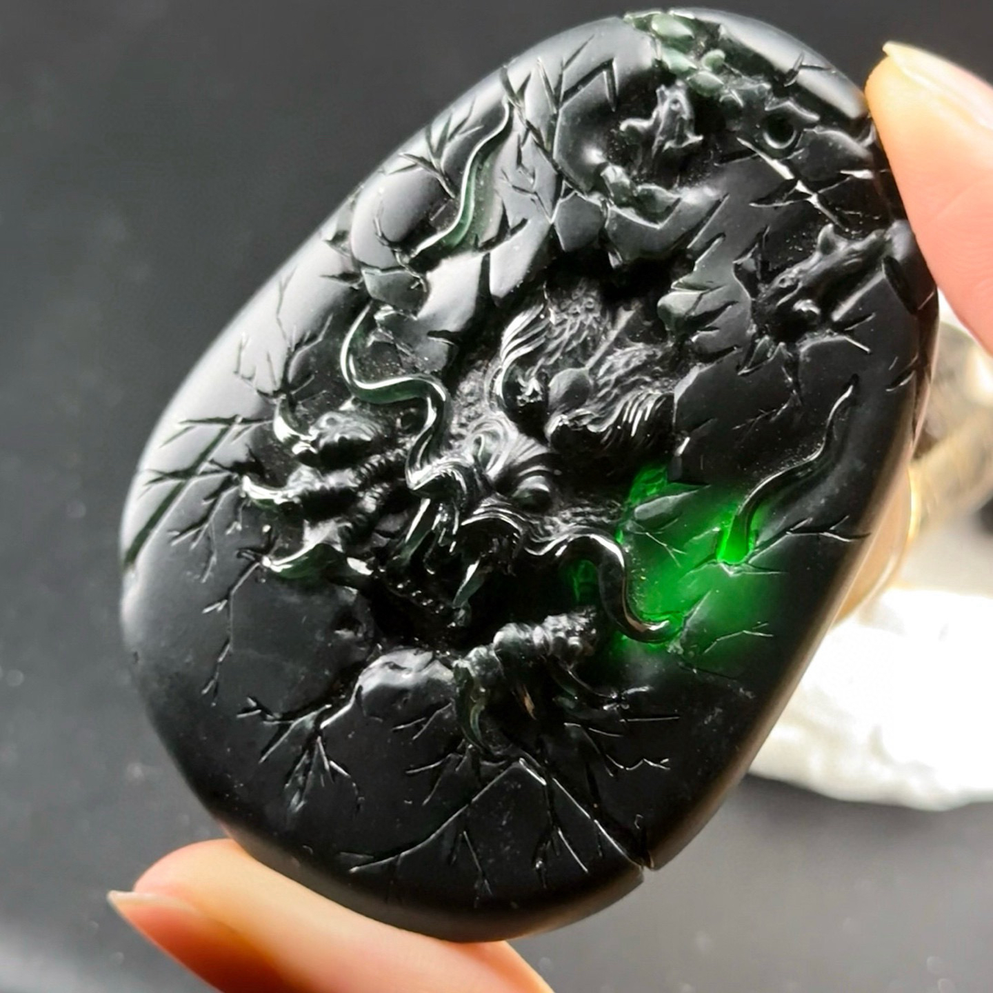 墨翠龙牌 种好色正 黑度极好 厚桩大气