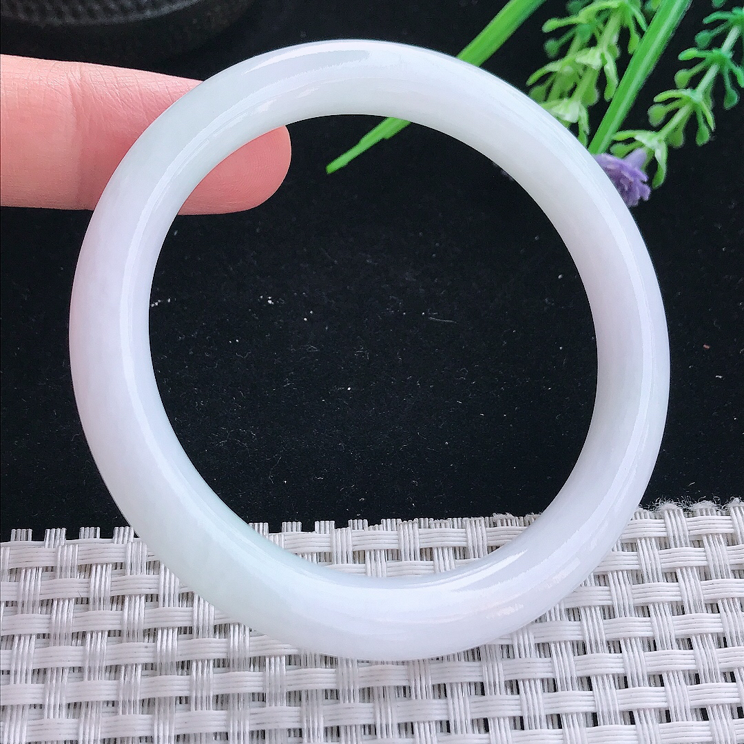 实拍天然翡翠55.5/8/8.7老坑秀气冰润圆条手镯翡翠玉镯手环