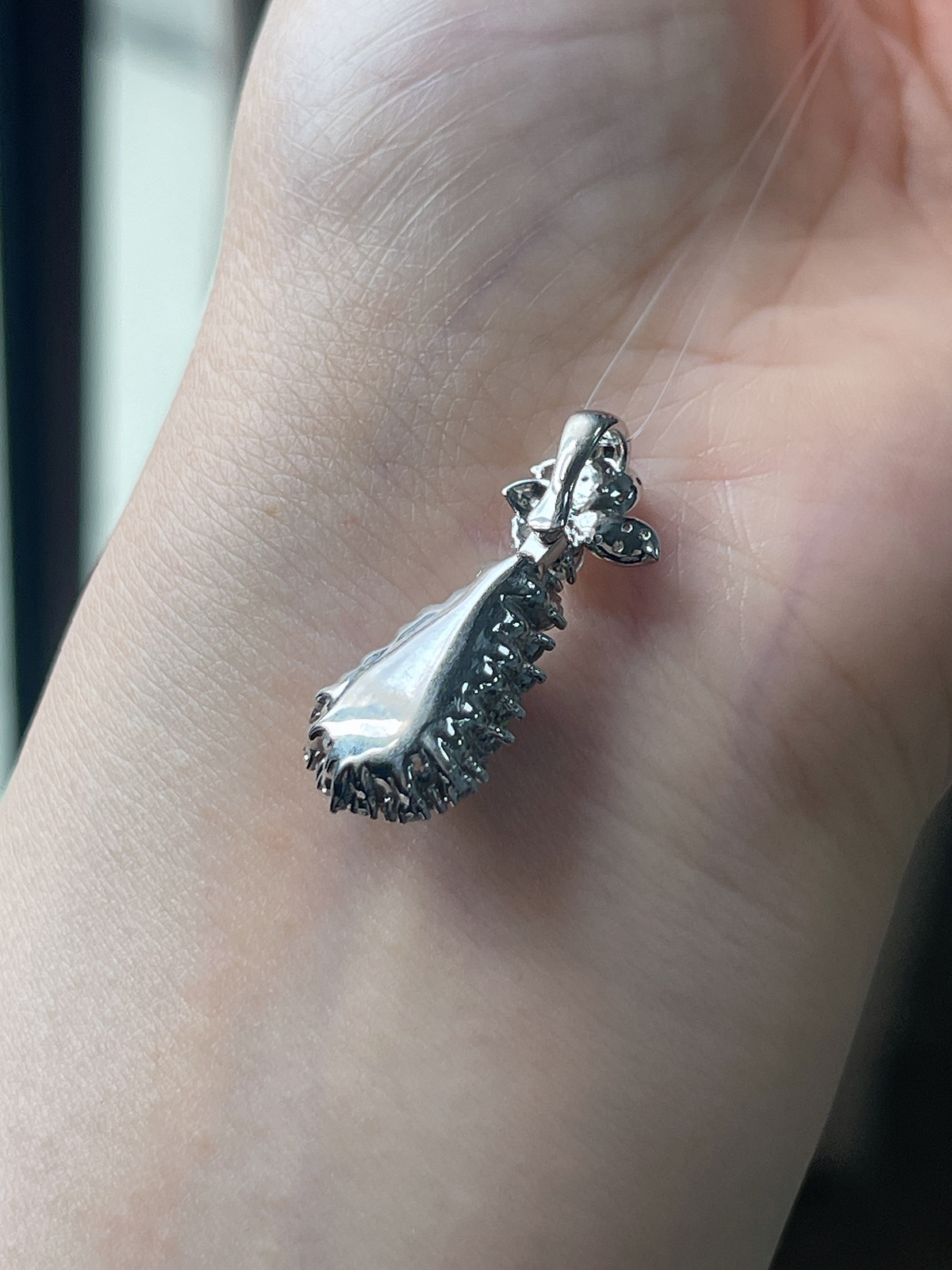 翡翠冰糯种绿色葫芦吊坠，印记：Au750,伴钻石