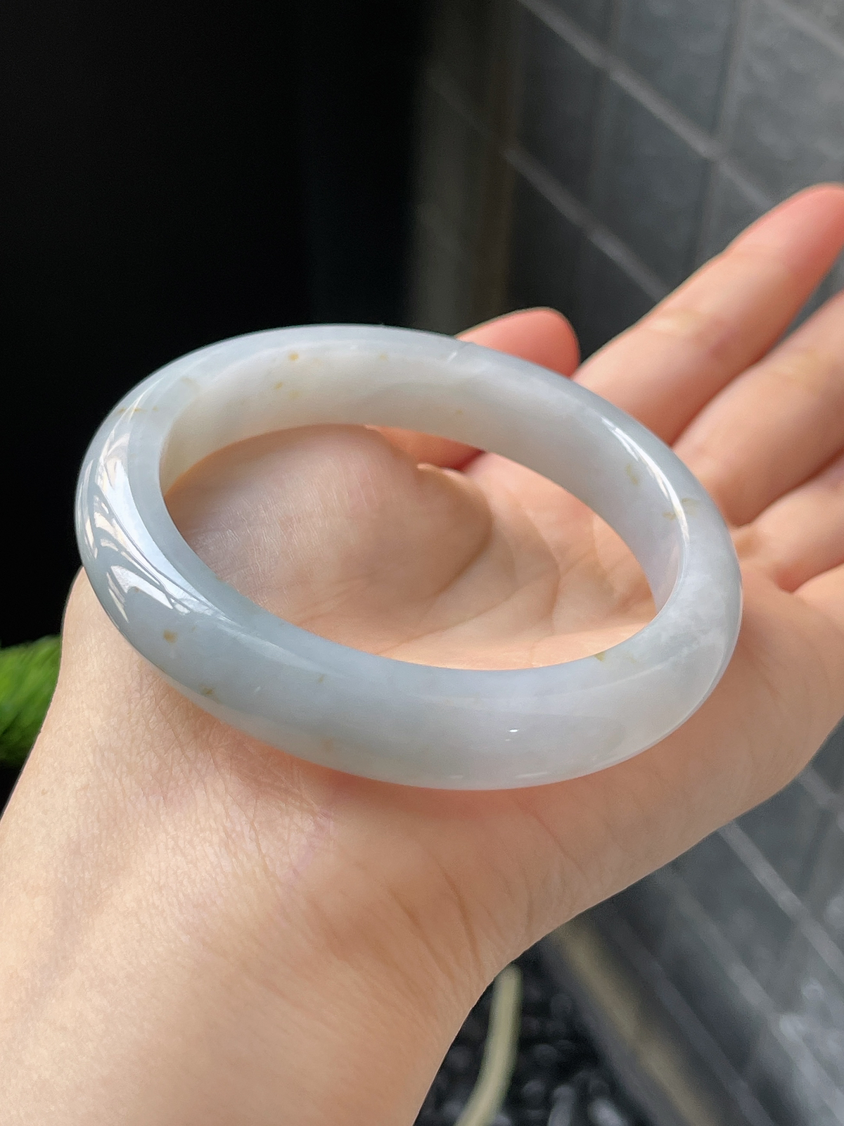 正圈55.2圈口，翡翠糯化种白色手镯