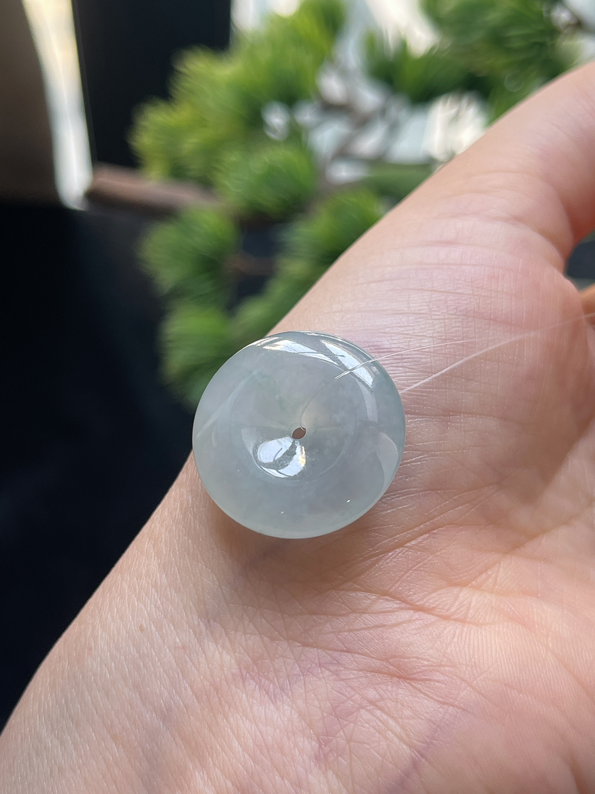 翡翠冰糯种白色平安扣