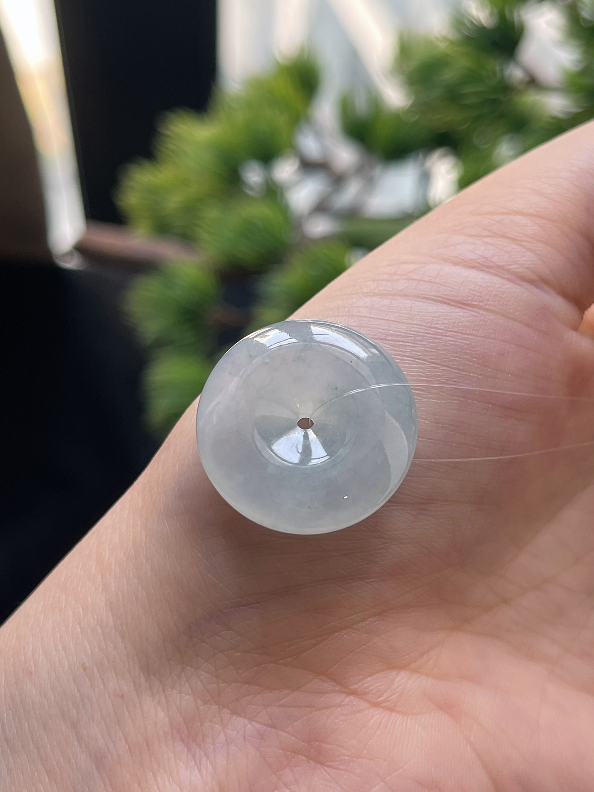 翡翠冰糯种白色平安扣