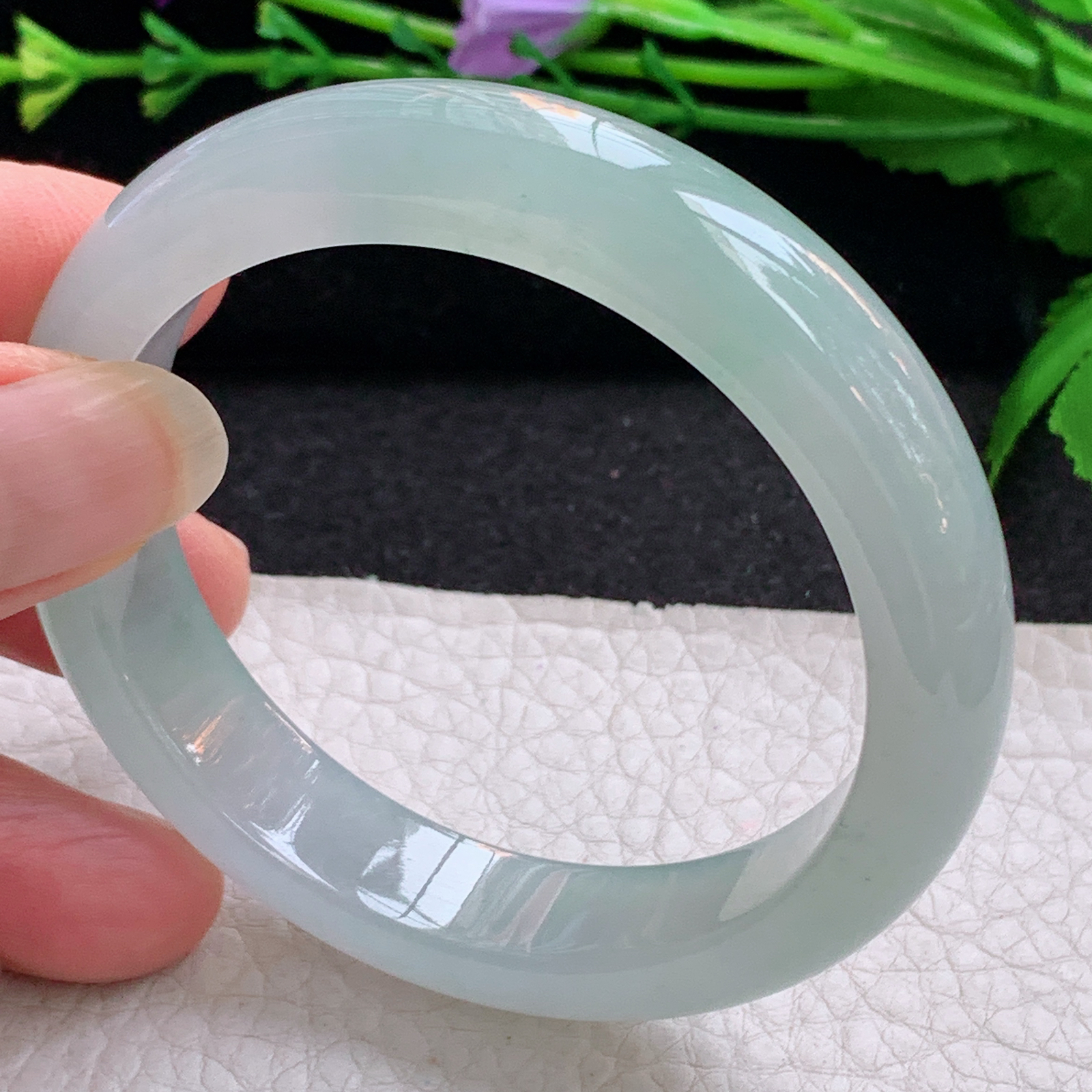 ax小圈口52.5*14.8*7.8平安镯 天然缅甸翡翠A货手镯冰起光正圈玉手环