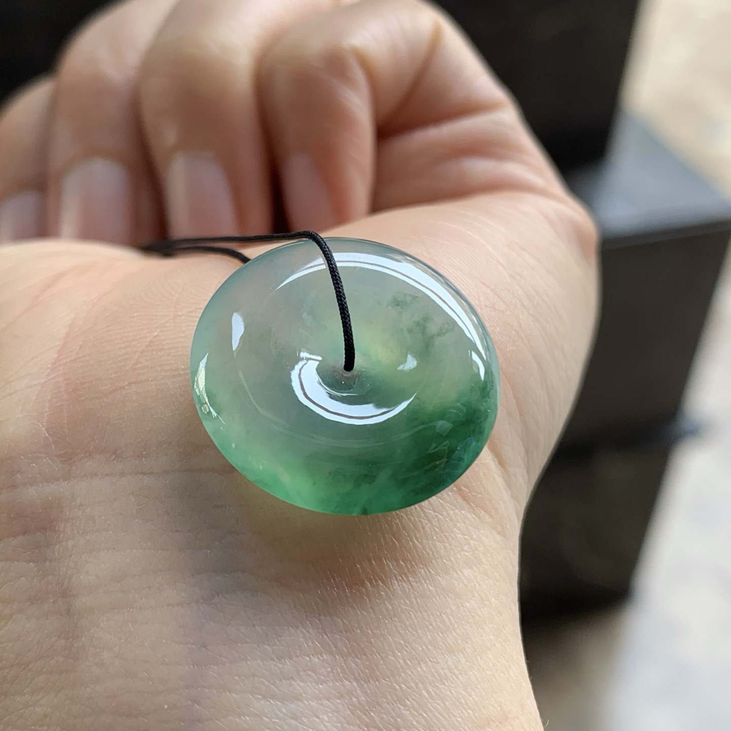 冰种绿花平安扣^_^ 尺寸21.9-5.1mm