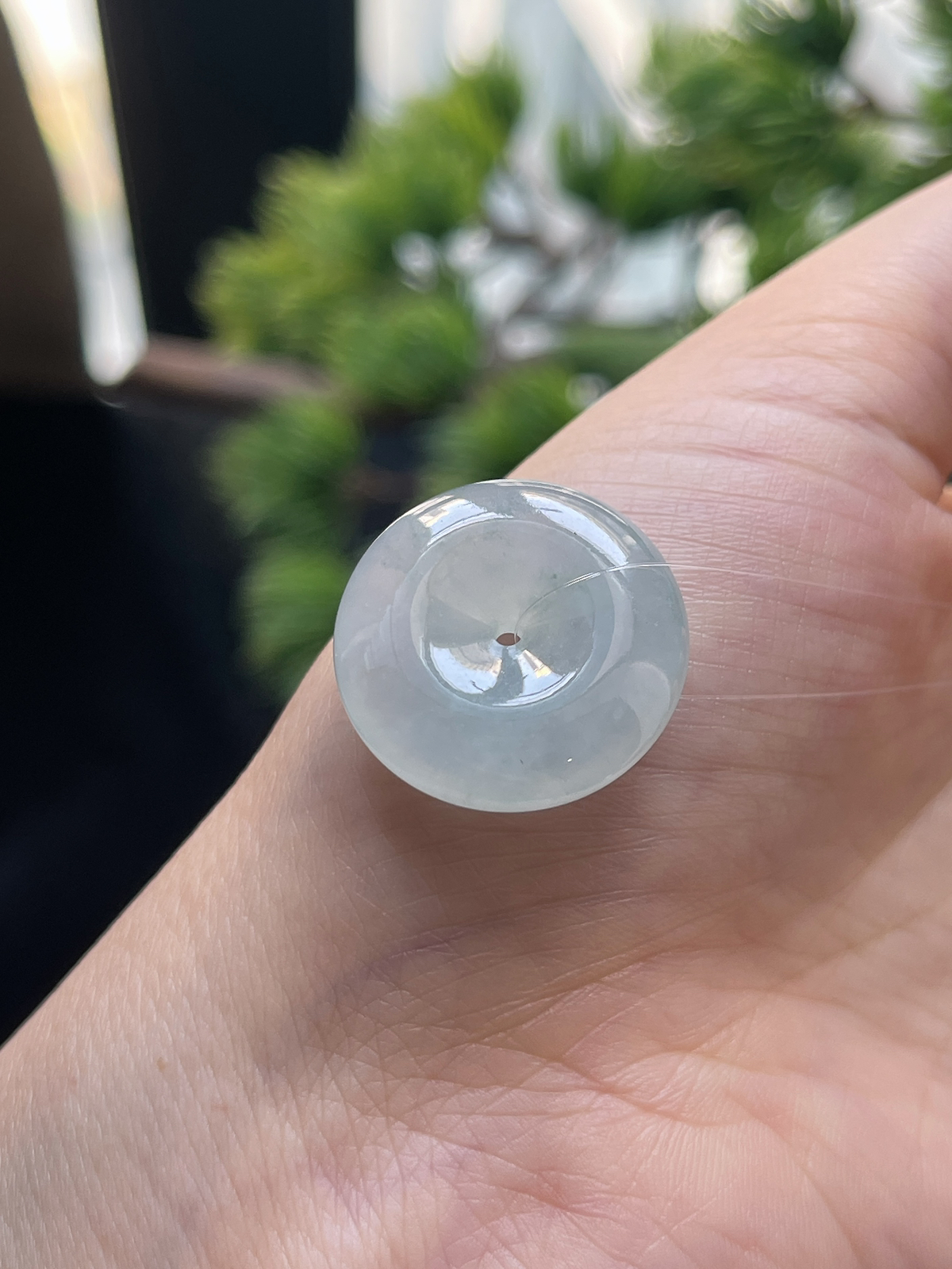 翡翠冰糯种白色平安扣