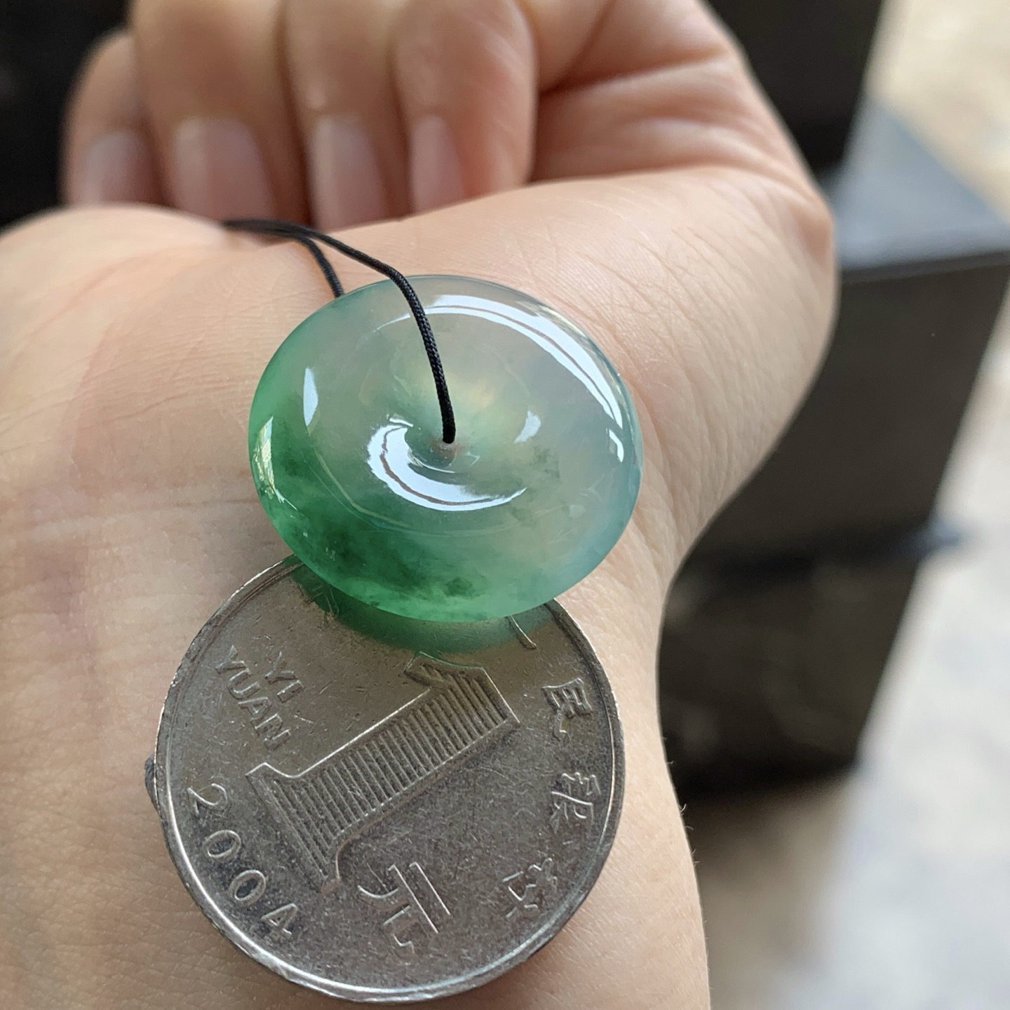 冰种绿花平安扣^_^ 尺寸21.9-5.1mm