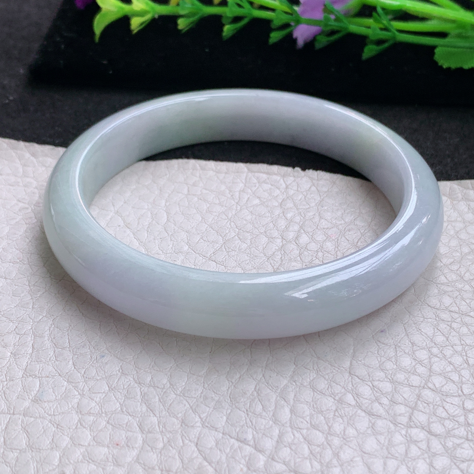 nr大圈口60*11.5*7.8平安镯 天然缅甸翡翠A货手镯水润淡紫宽边正圈玉手环