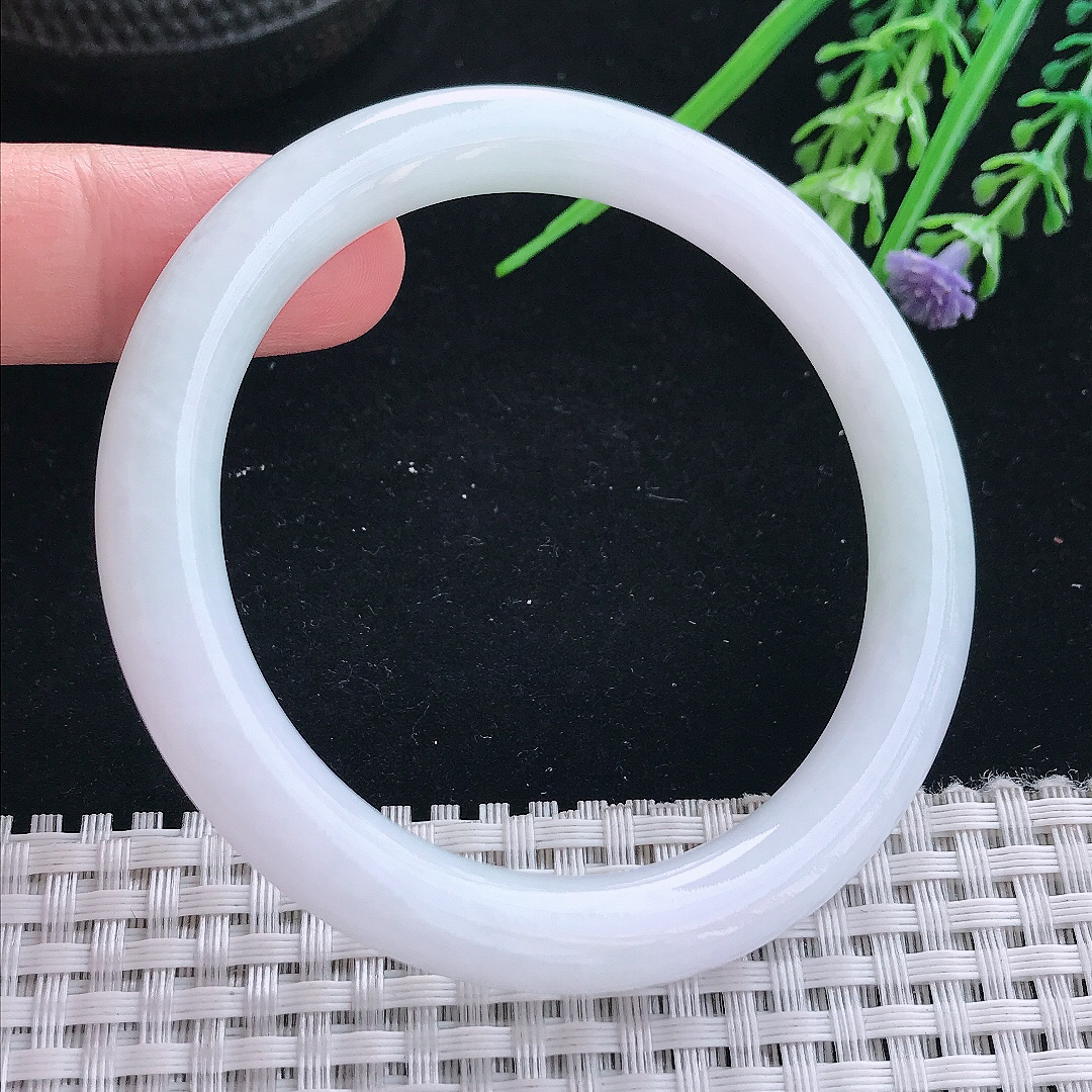 实拍天然翡翠55.5/8/8.7老坑秀气冰润圆条手镯翡翠玉镯手环