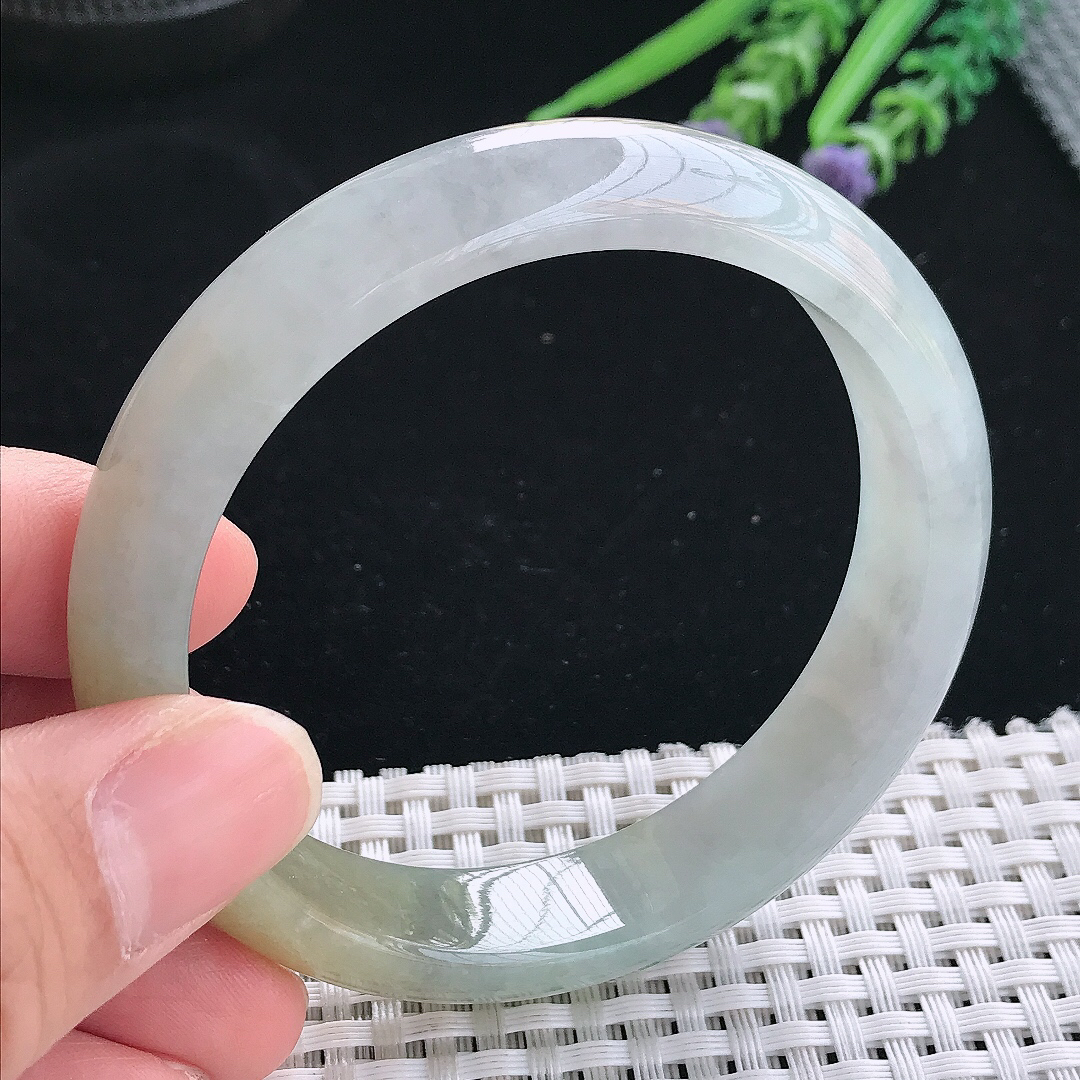 实拍天然翡翠57.5/13.5/7.8老坑精美温润飘黄翡手镯翡翠玉镯手环