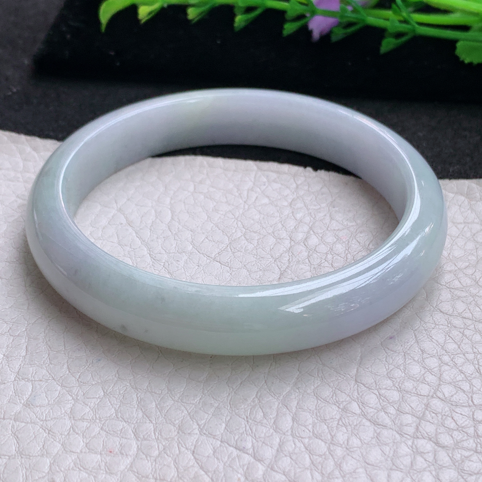 nr大圈口60*11.5*7.8平安镯 天然缅甸翡翠A货手镯水润淡紫宽边正圈玉手环