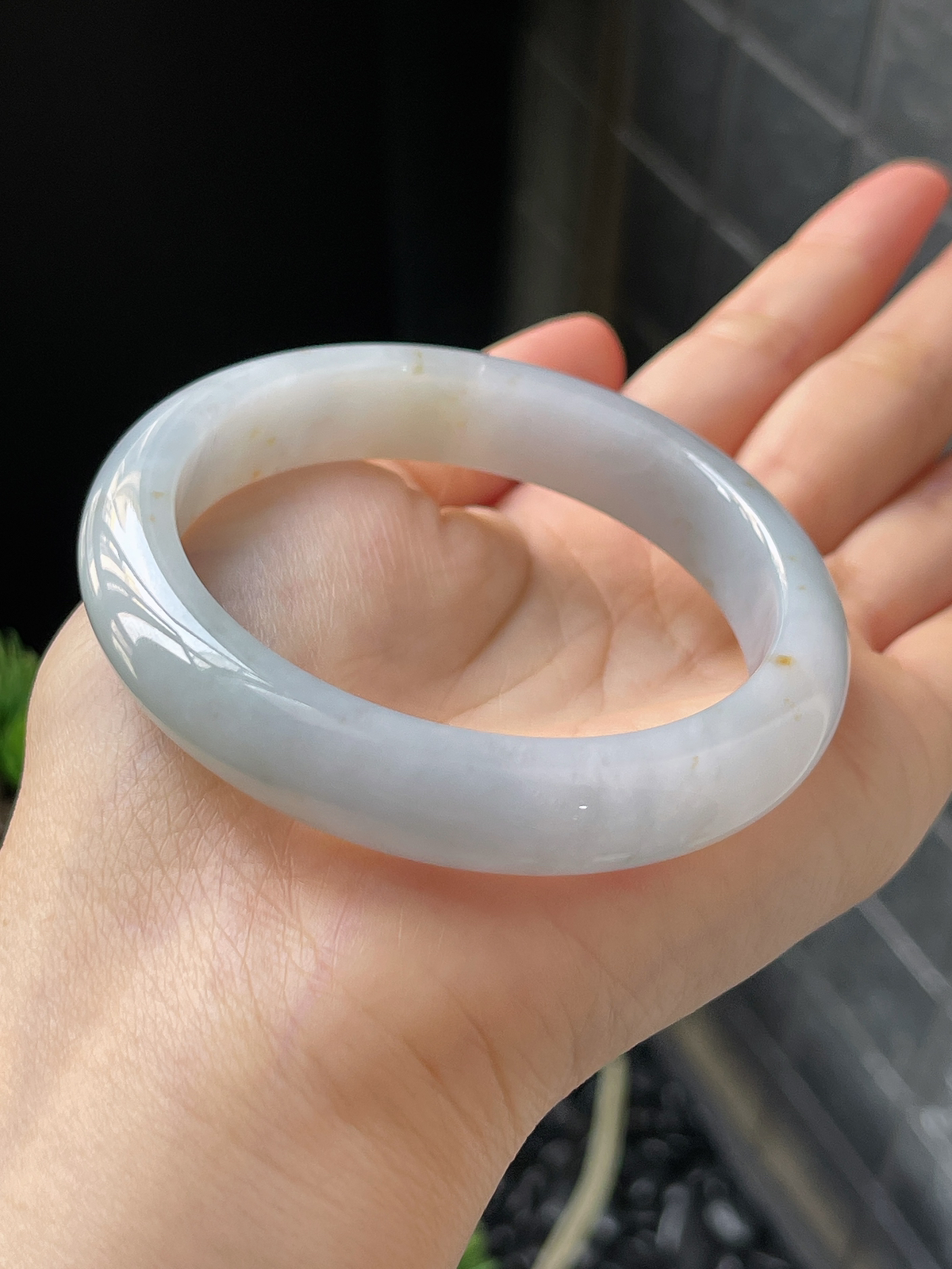 正圈55.2圈口，翡翠糯化种白色手镯